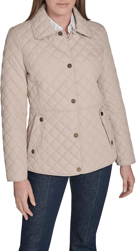 campera acolchada de manga larga con botones a presión para mujer