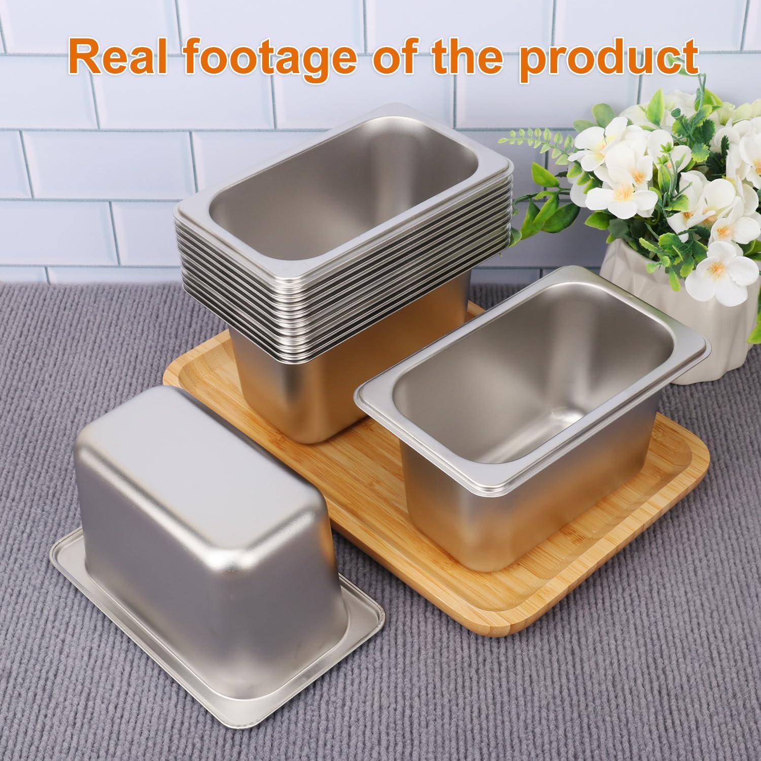 12 Pack 1/9 Size, 4 Inch Deep Steam Table Pan, Silver 201 Stainless Steel Chafing Pan, Half Size Hotel Steam Pans for Weddings, Parties, Restaurants, Cafeterias and Hotels - Image 4
