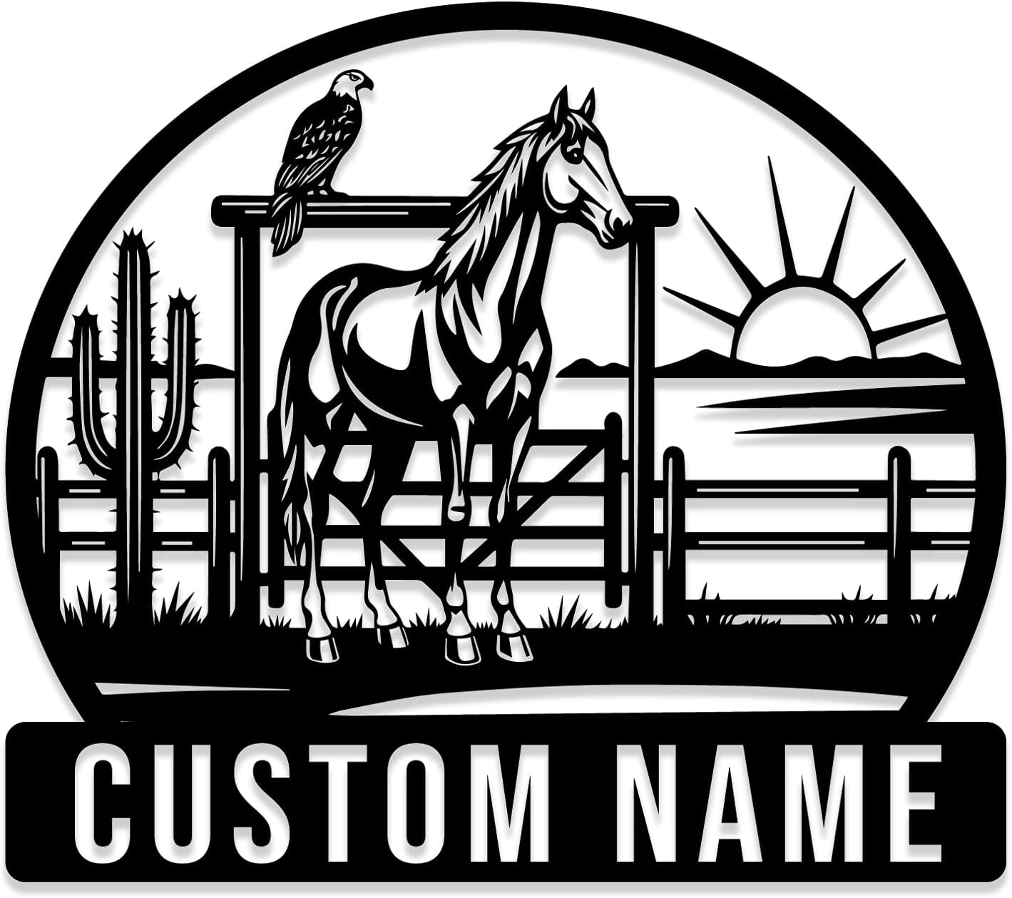 Custom Horse Farm Name Sign,Personalized Western Stable Wall Art, Rustic Outdoor Farmhouse Decor,Cowboy Barn Entrance Name Sign,Cabin House Number Address Plaque (Style-3)
