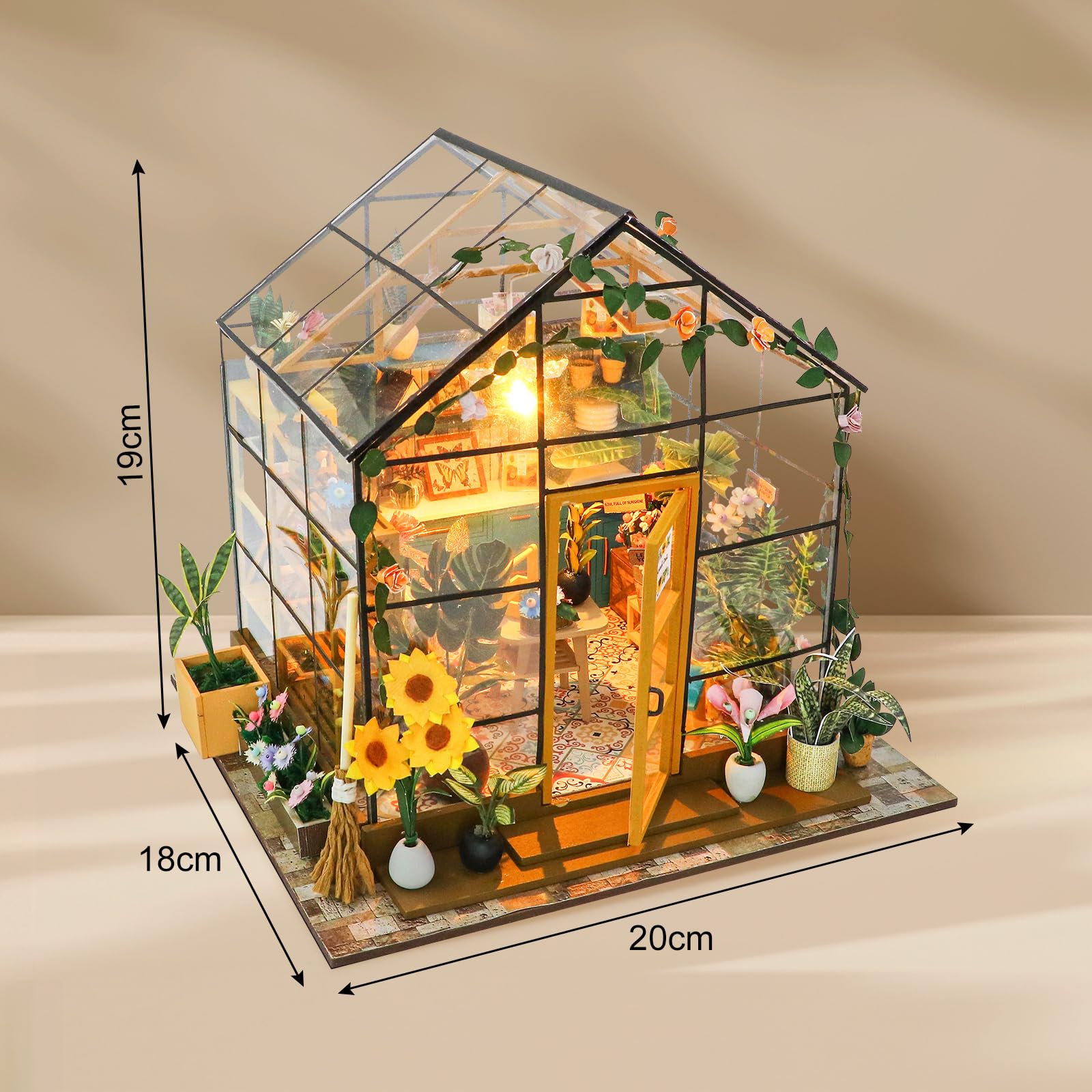Cuteefun Miniaturowy zestaw do domku dla lalek, 1:24, miniaturowy zestaw rzemieślniczy dla dorosłych, ręcznie robione rękodzieło dla dorosłych, prezent urodzinowy, walentynkowy (dom z kwiatami)