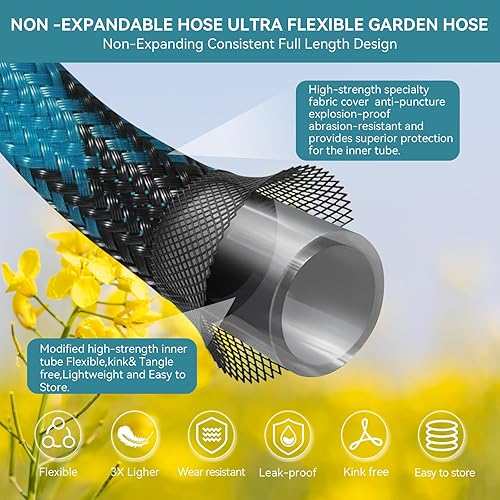 Miniatura 2 de Manguera de jardín de 50 pies, manguera de agua no expansible, manguera de jardín flexible y manguera ultraligera con boquilla de manguera de jardín