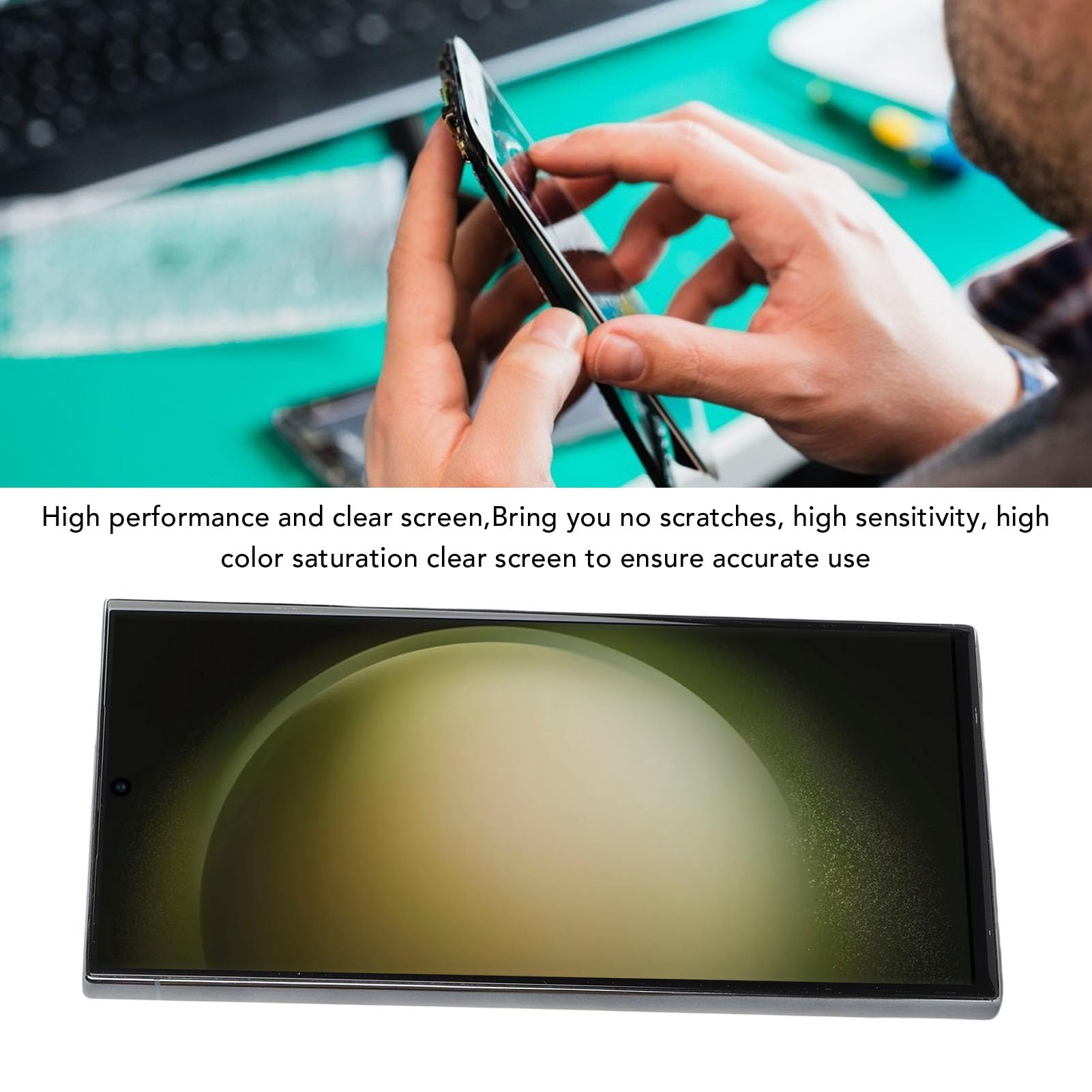 Sostituzione Schermo LCD S23 Ultra 5G Display Ad Alta luminosità Gruppo Touch Screen per Riparazione Telefono con Strumenti per Appassionati di Fai da Te (GREEN)