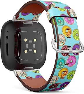 CJBROES Replacement Leather Watch Band, Compatible with Fitbit Versa 3 and Fitbit Sense of Wristband Bracelet Accessory - Trendy-Cartoon-Style