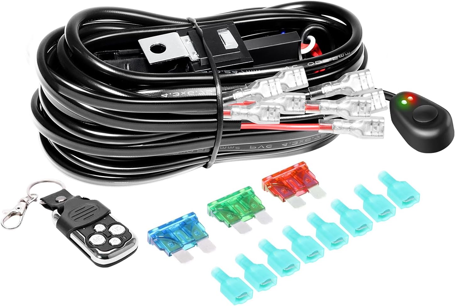SKYWORLD Led Light Bar Strobe Wiring Harness Kit, 12V 16AWG DC 40A 1 Lead On/Off Switch for Car Off Road Truck ATV UTV SUV 4x4, Led Work Lights Bar, Fog Lamp (Model C)
