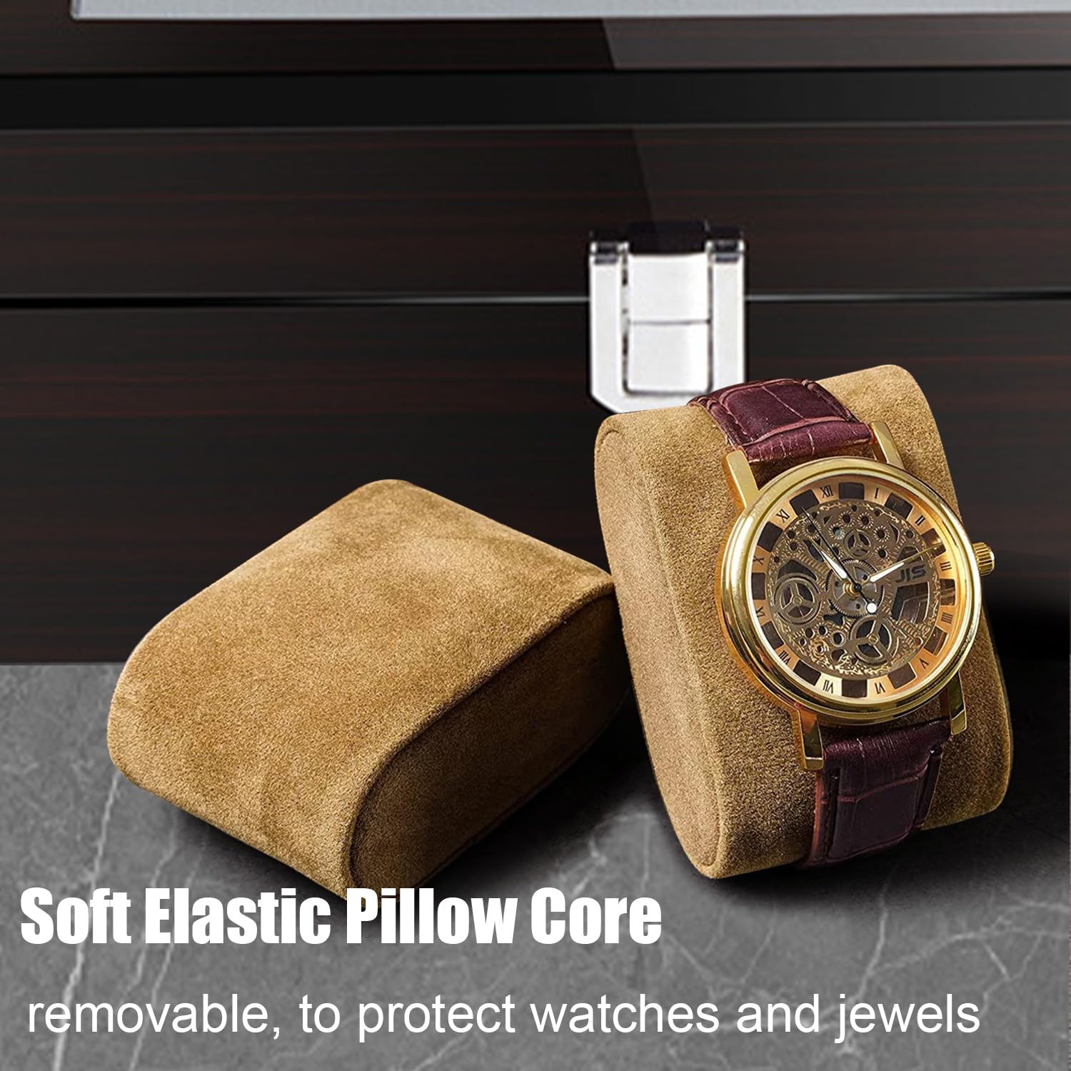 Caja de reloj con 8 ranuras, organizador de caja de reloj, tapa de cristal grande, caja de reloj clásica de ébano para hombres, caja de exhibición de reloj con almohada extraíble, regalo para