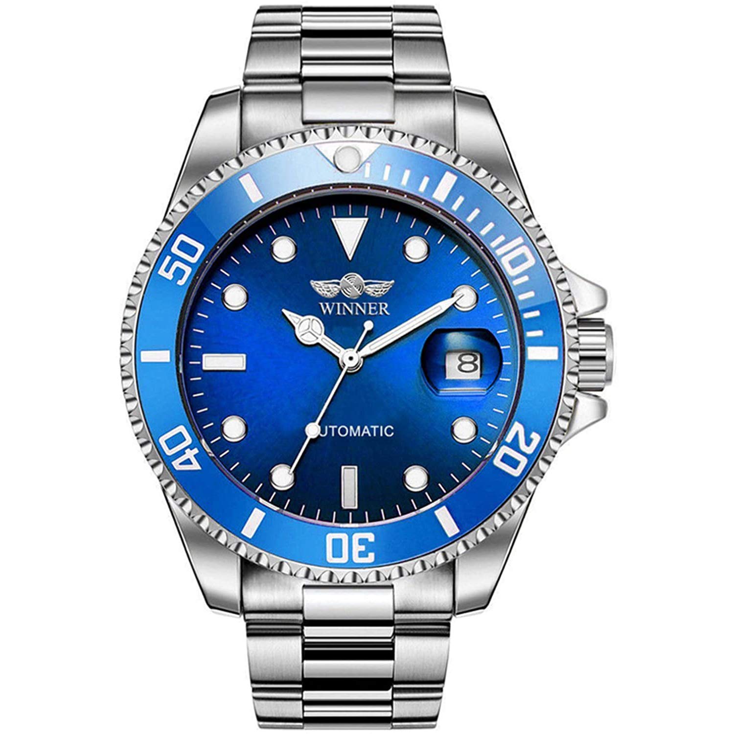 MASTOPMen Automatic Mechanical Watches Stainless Steel Waterproof Top Brand Luxury Mens Watch, silver blue, Mechanical (B08KSR2JHH) Amazon Price History, Amazon Price Tracker
