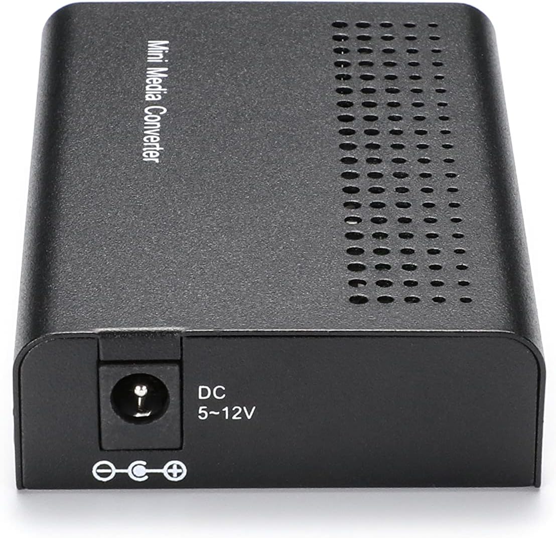 QSFPTEK Mini Unmanaged 1x 10/100/1000Base-T RJ45 to 1x 1000Base-X SFP Slot Gigabit Ethernet to Fiber Media Converter, AC 100V~240V or DC 5~12V Optional