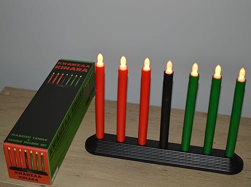 Miniatura 8 de Kwanzaa Kinara - Juego de portavelas con velas eléctricas sin llama
