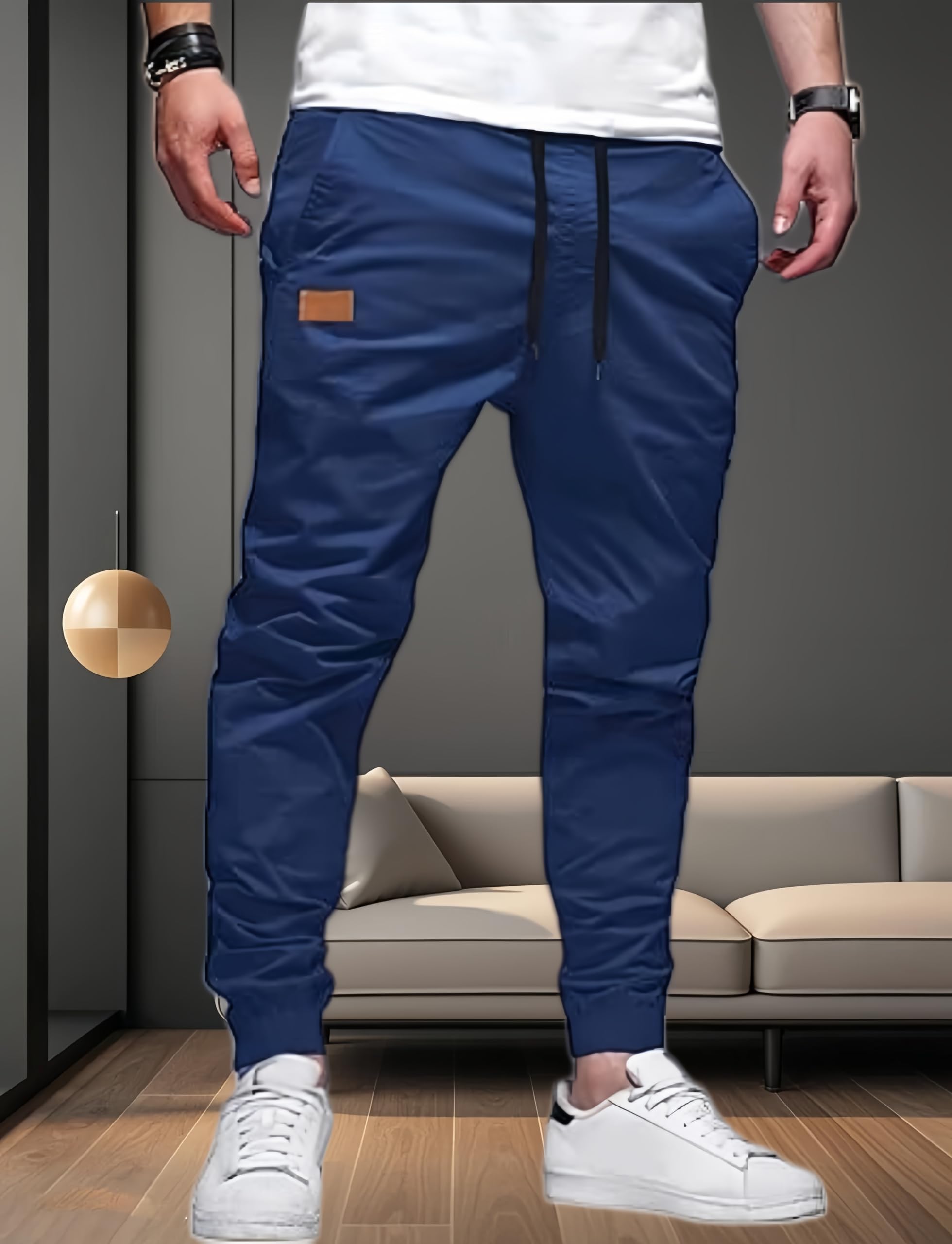 Mens Casual Joggers Pants Cargo Chino Pants Cotton Drawstring Hiking Outdoor Twill Jogger Pants — view 3