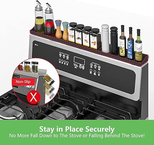 Miniatura 6 de Estante Magnético de Silicona para Estufa de 30 Pulgadas para Cocina, Organizador de Especiero Magnético Fuerte Resistente al Calor para Encima de