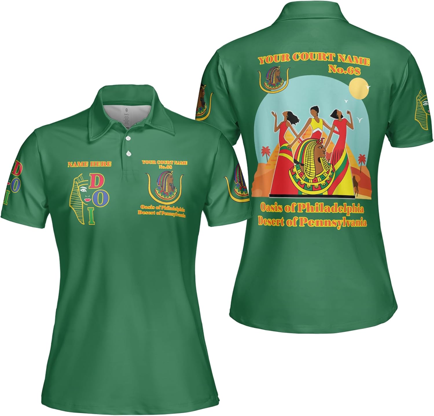 Custom Name DOI Orange Queen Shriners Aeaonms 3D Women's Polo Shirt S-5XL