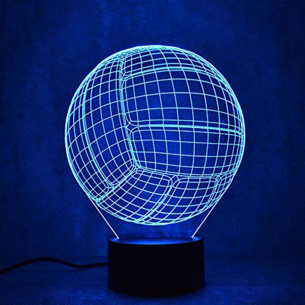 HPBN8 3D Volleyball LED Lampe – USB-betrieben, 7 Farben, Optische Illusion – Cooles Nachtlicht Fürs Zimmer!