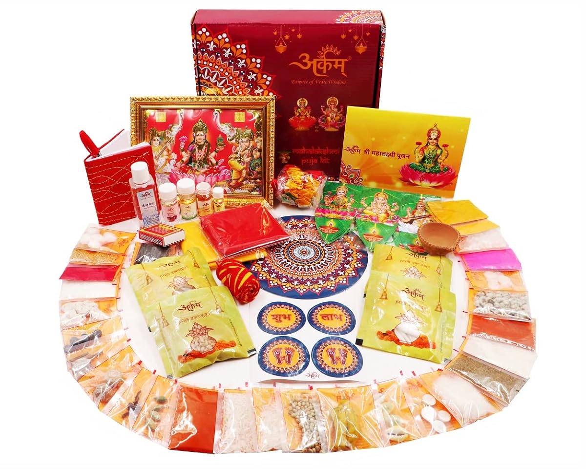 ARKAM Premium Diwali Puja Kit (45+ Items) with Detailed Puja Vidhi