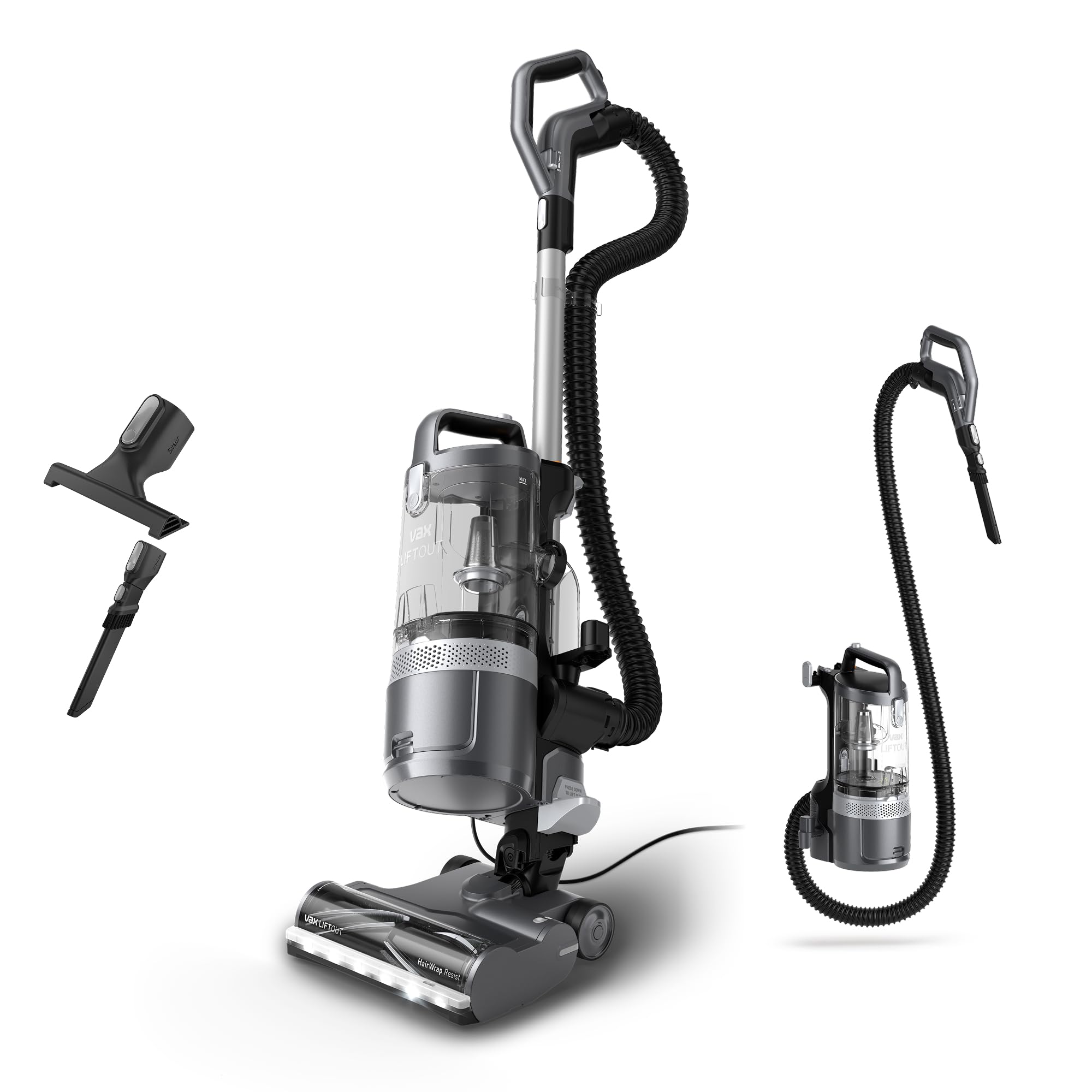 Vax Vax LiftOut Corded Upright Bagless Vacuum Cleaner, Lightweight, Handheld Tool Attachments for Hair, Car, Upholstery, Bed, Mattre