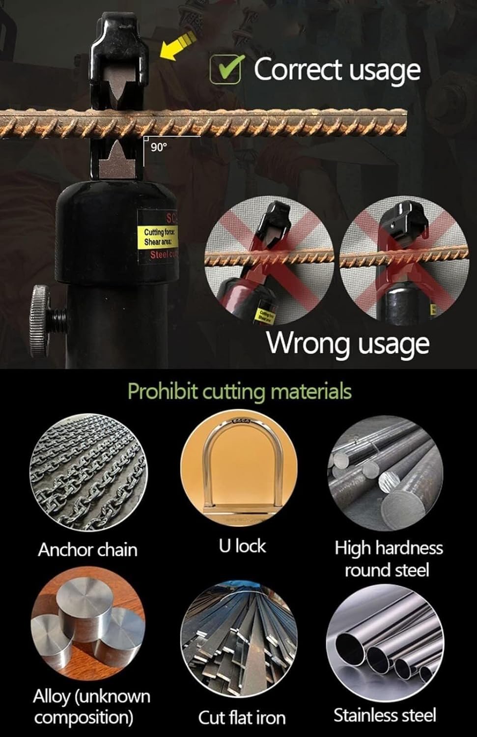 Split hydraulic rebar cutter, 4-16/4-22mm concrete construction tool, with CP-180 manual pump, size: 12t(8t)