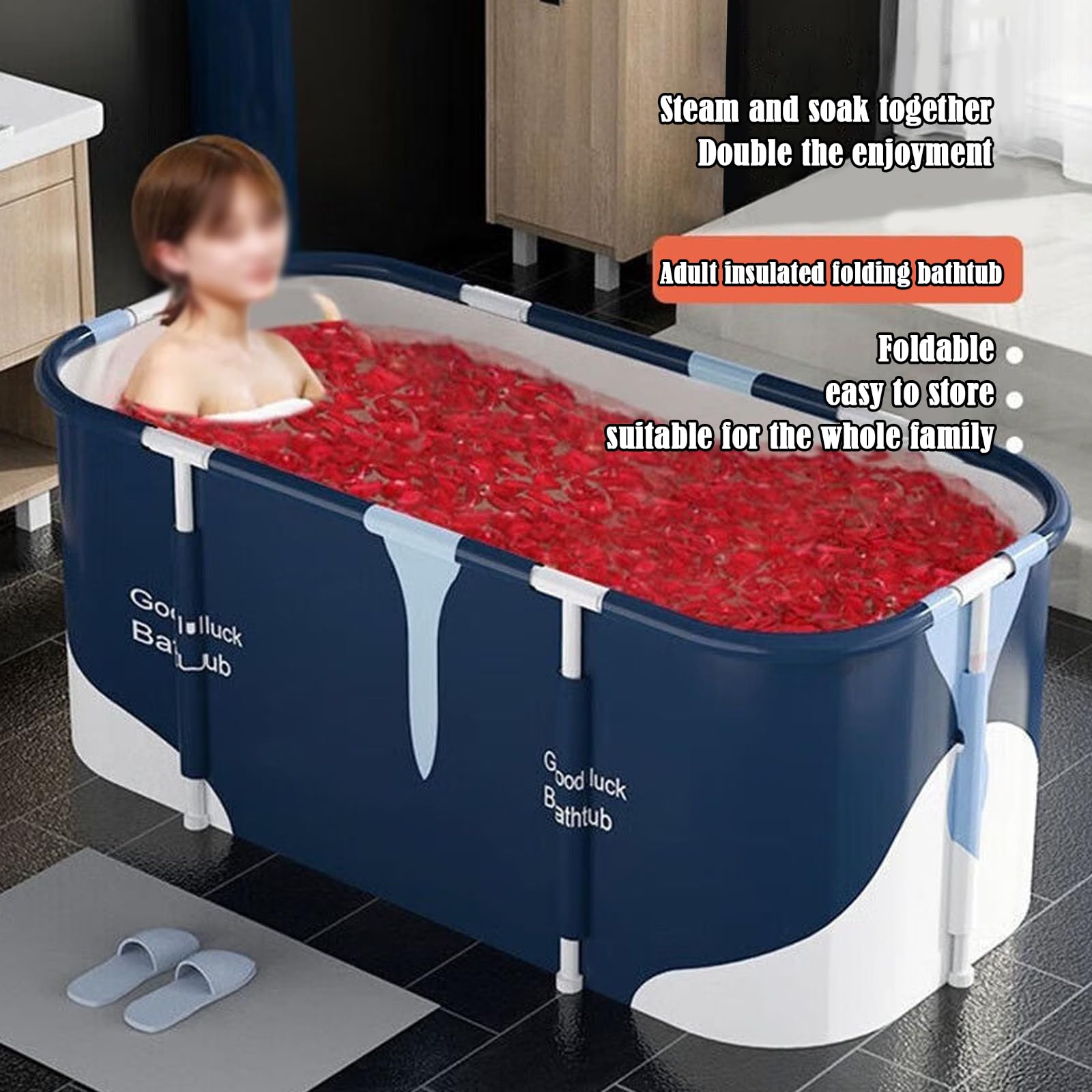 55 pollici Vasca da bagno portatile, vasca da bagno pieghevole, vasca da bagno indipendente per bagno caldo e di ghiaccio, vasca da bagno SPA per bagno, doccia, vasca da bagno portatile per ghiaccio