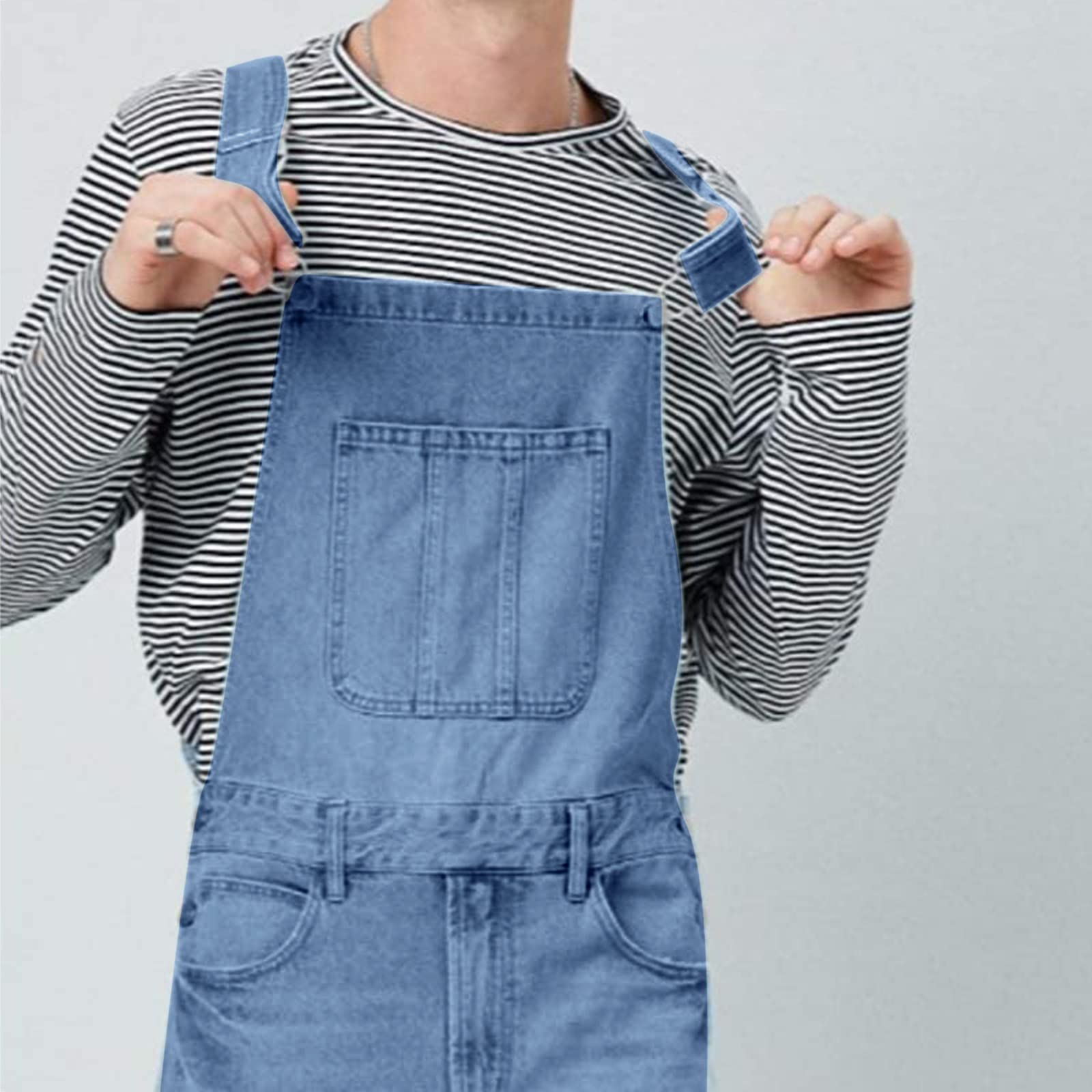 Pantaloni in Denim Lunghezza Pantaloni Casual Tute per gli Uomini Solidi Pantaloni Pieni Tasca Pantaloni Pantaloni per Pantaloni Tuta Uomo Fondo Aperto, Azzurro, 3XL
