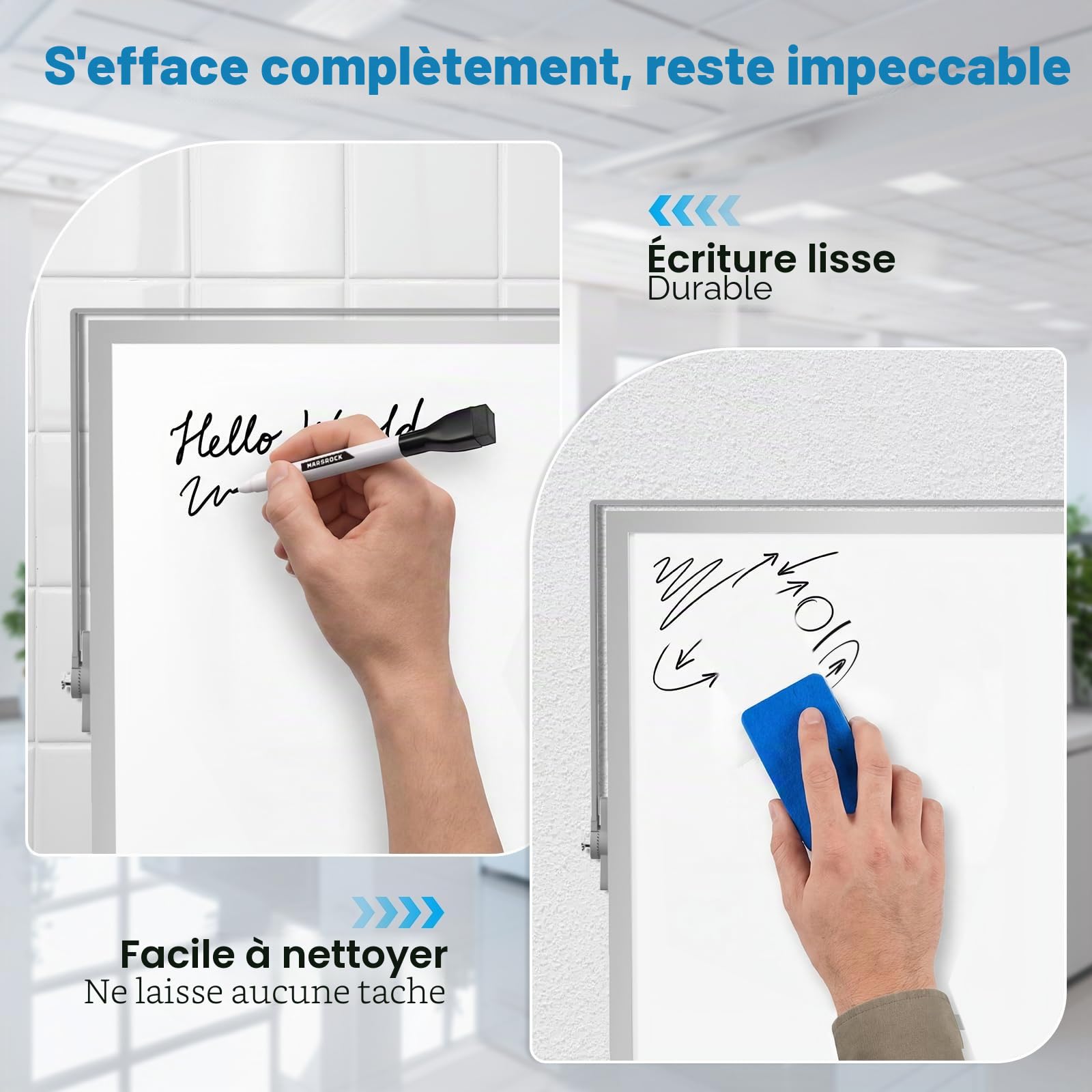 Marsrock Tableau blanc effaçable à sec avec support, tableau blanc hebdomadaire double face 40,6 x 30,5 cm, 10 marqueurs, 6 aimants, 1 gomme, tableau blanc portable pour planification, tableau blanc