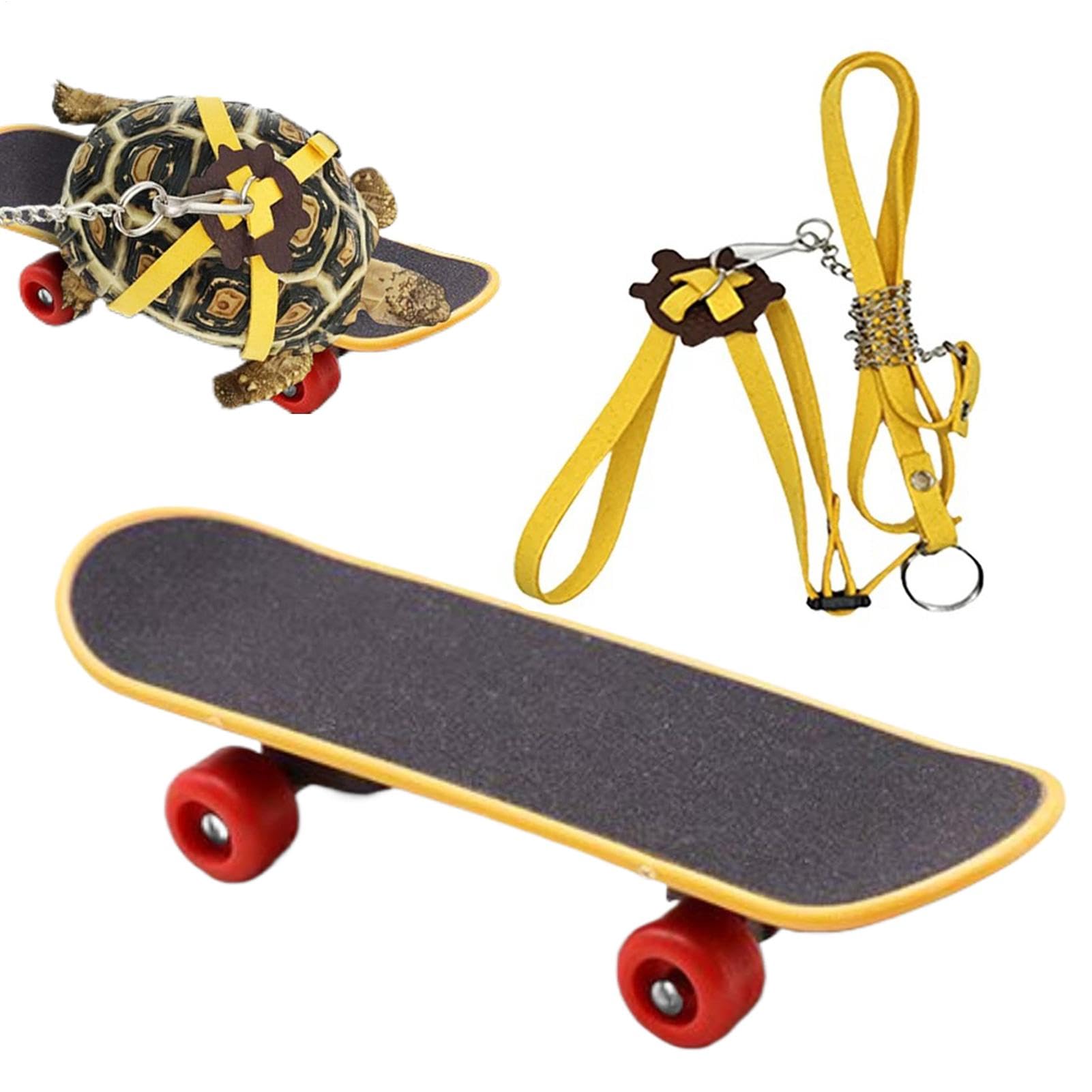 Turtles Skateboard - Tortoise Rope And Skateboard Set, Versatile Bearded Dragon Harness Reptile Skateboard, Funny Adjustable Turtle Rope And Harness, Tortoise Skateboard With Lead