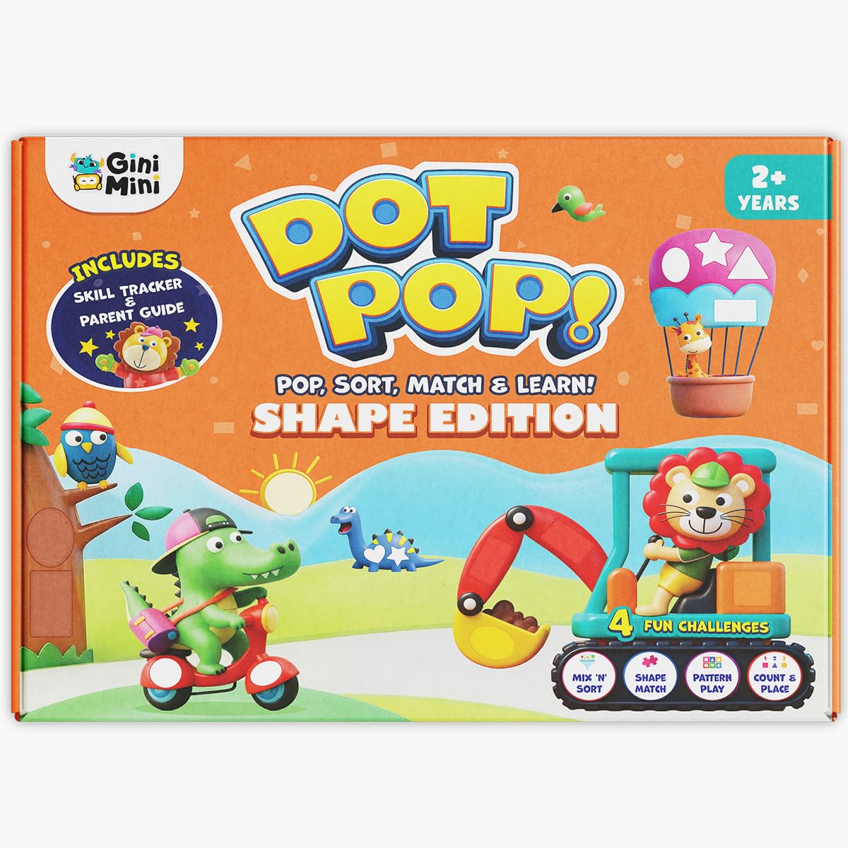GiniMini DOT POP! Activity Kit for Kids 2–5 | 150+ Elements | Colour, Counting, Sorting & Matching Games | Early Learning, Motor Skills | Reusable, Mess-Free & Screen-Free Fun (Shape POP)-image-29