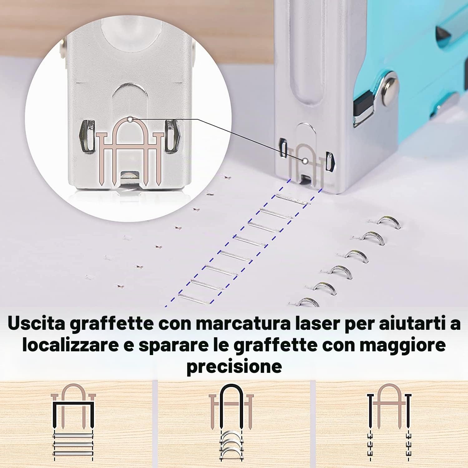 SHALL Set di pinzatrici a mano, 3 in 1, potente pinzatrice per legno con 3000 punte, certificato TÜV GS, pistola per falegnameria, decorazione, fissaggio cavi, incl. rimozione graffette