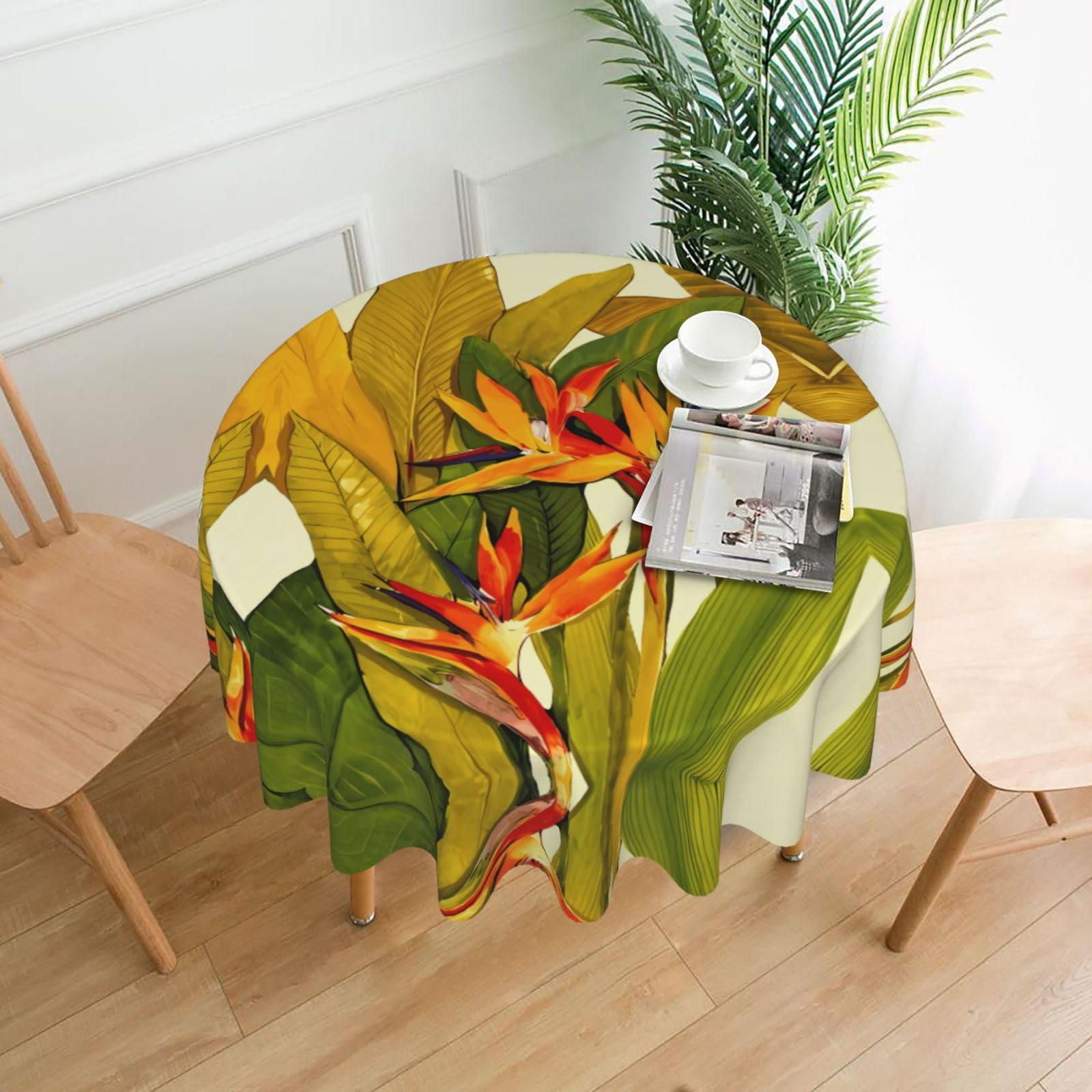 YYHWHJDE Tropical flower Prints Round Decorative Tablecloth 60in - High-Grade Polyester Throw for Elegant Dining & Festive Gatherings