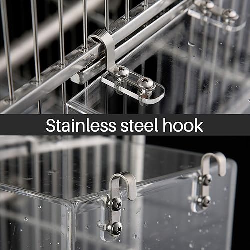 Miniatura 7 de HOSUKKO Bañera para pájaros para jaula sin fugas, 6.4 x 6.4 pulgadas, acrílico transparente para pájaros, loro, periquitos, ducha, comedero de