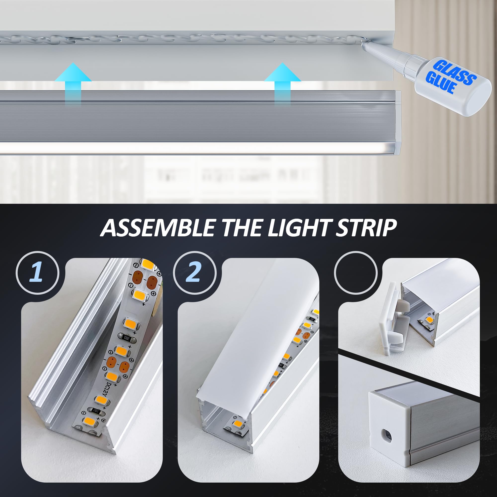 6x Profili in Alluminio da 12 Metri per Strisce LED (10mt), Canaline con Copertura Opaca, Max 15.4mm, Profilo Alluminio 20 x 20mm
