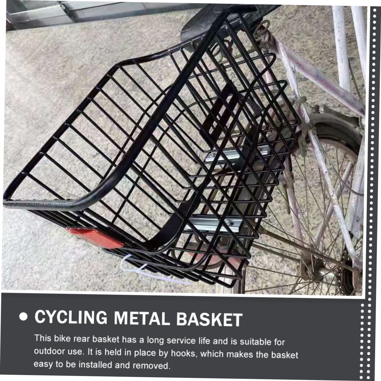 Sosoport Cesto Posteriore per Bicicletta in Metallo Nero Effetto Decorativo e Sicurezza per Uso Outdoor su Bici
