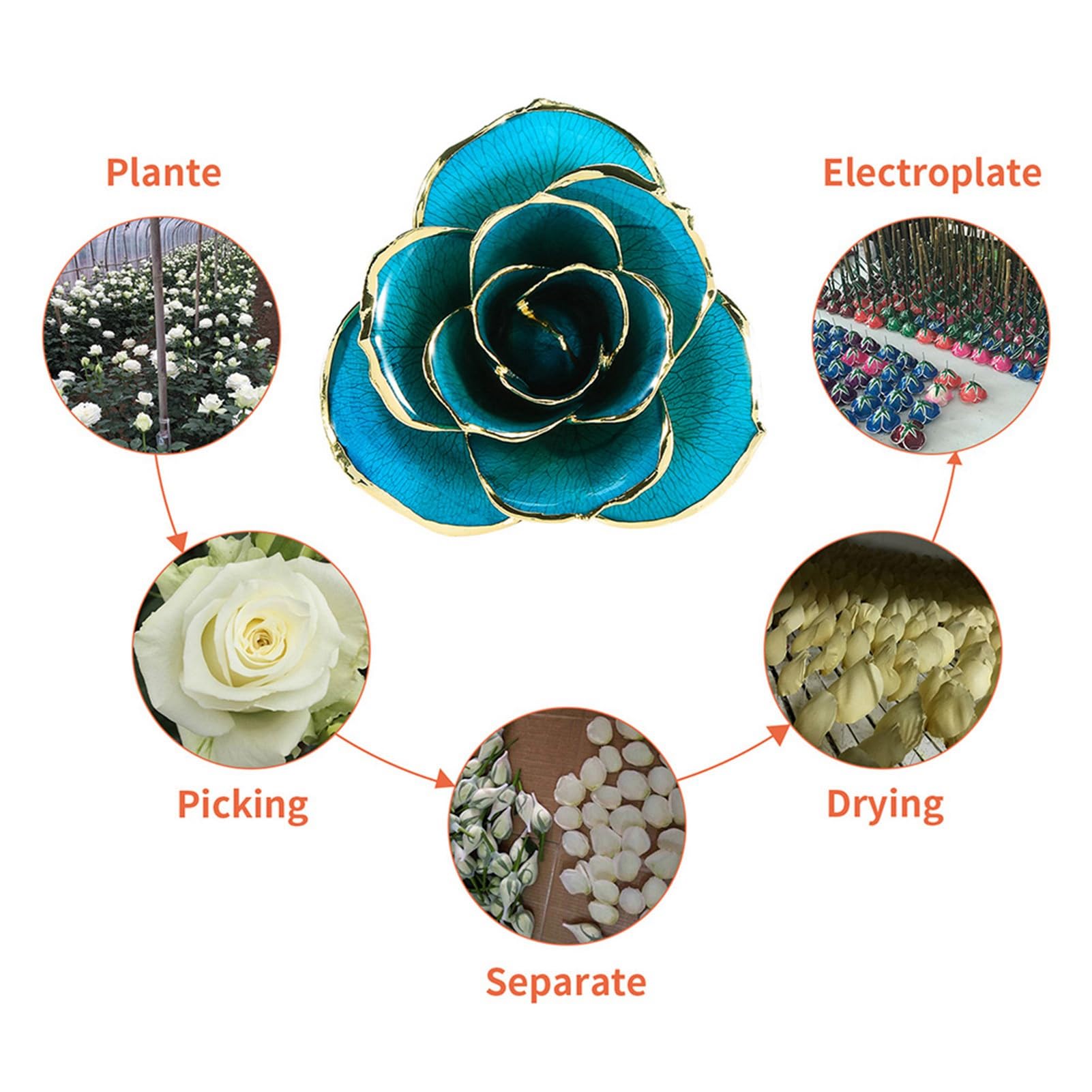 Cuifati Regalo di Rosa in Oro 24 Carati per San - Regalo di Fiori di Rosa a Stelo Lungo Vera Conservata Immersa nell'Oro, Ornamento da Tavolo con Rose Blu per l'anniversario della Festa della Mamma