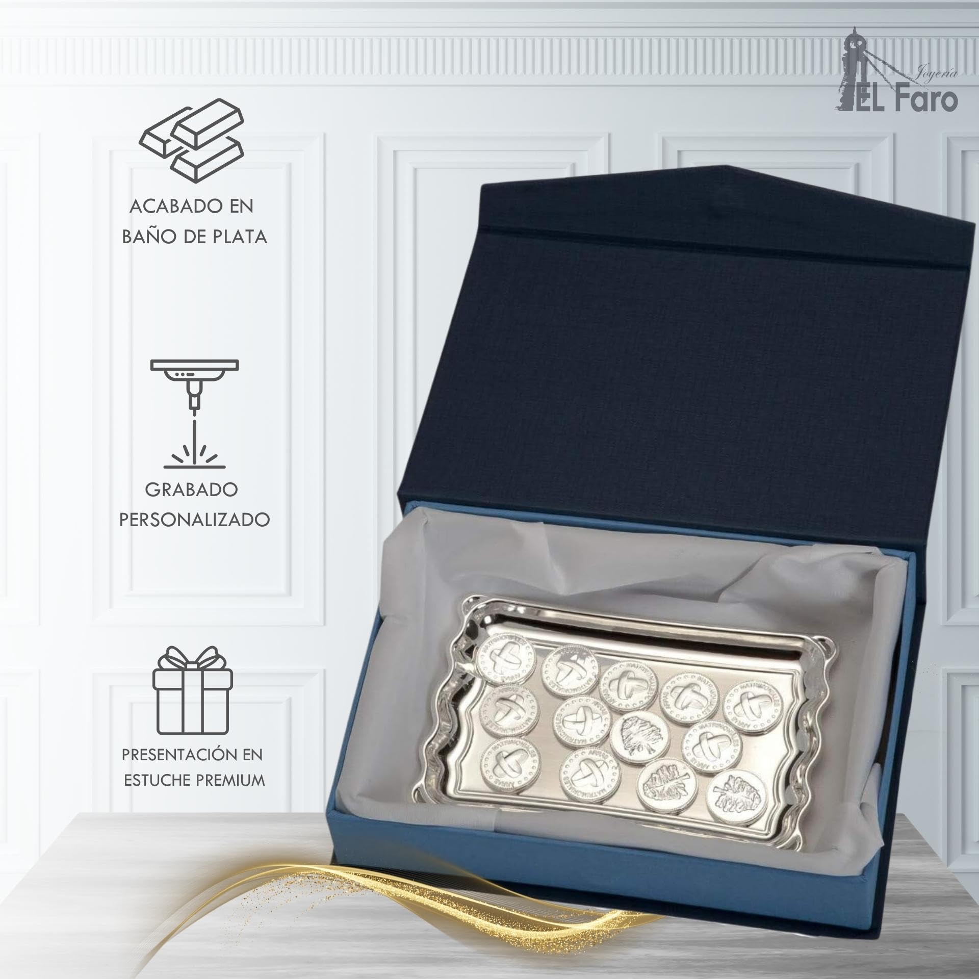 JOYERIA EL FARO | Arras de Boda | Arras Boda | Grabado Personalizado | Presentación en Estuche Premium | Un Regalo para Toda la Vida