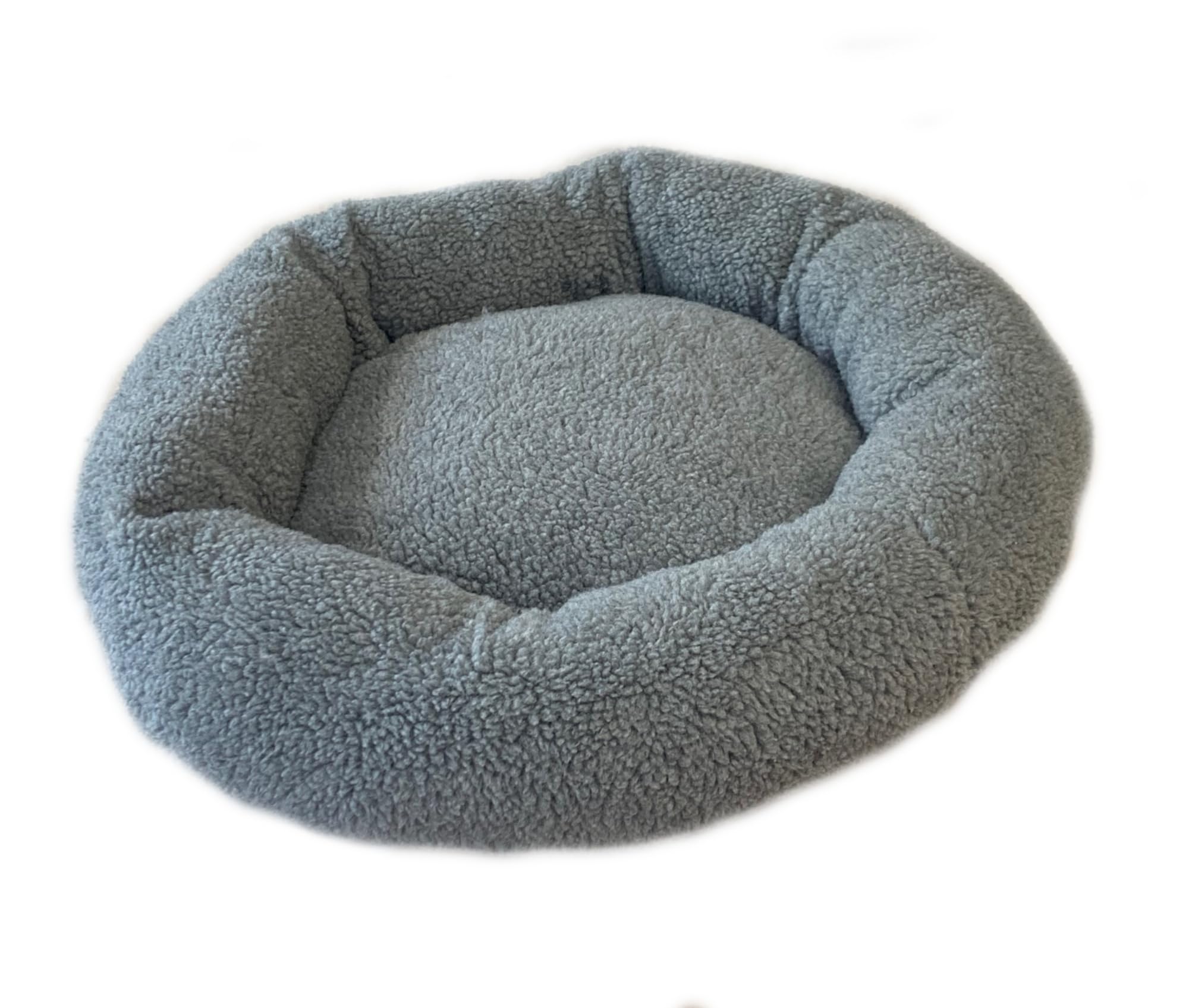 PnH Donut Snuggle Bed - Anti Anxiety Calming Dog Bed - Round Bed, Cosy - Sherpa Fleece (Grey)