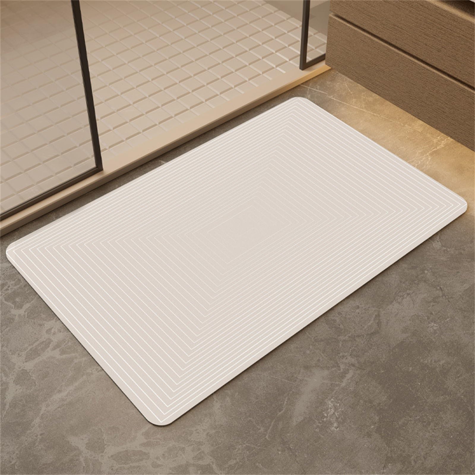 keepmore Alfombra de Baño de Piedra de Diatomita Antideslizante Anti Moho Secado Rápido Alfombra de Ducha Exterior de 50*80cm en Color Negro