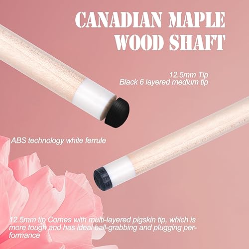 Miniatura 4 de Palo de Billar Rosa de 58 Pulgadas con Mango de Arce Canadiense Palos de Billar Profesionales Regalos para Mujeres y Damas