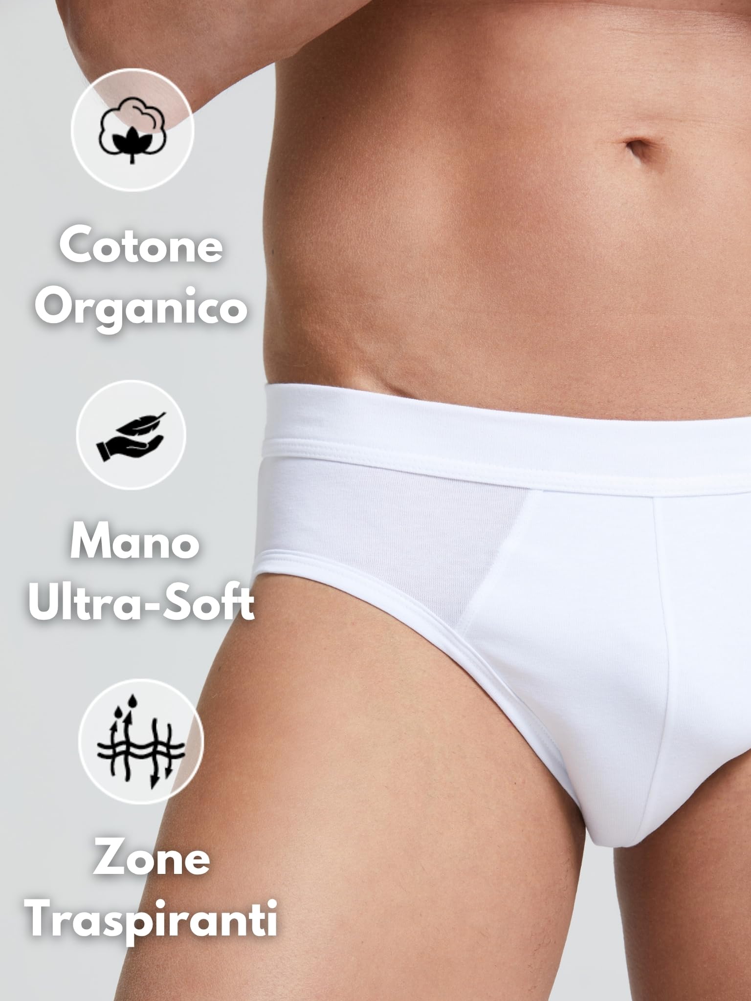 POMPEA 6 Pezzi Slip Uomo in Cotone, Mutande in Tessuto Jersey con Cinturino Elastico in Vita