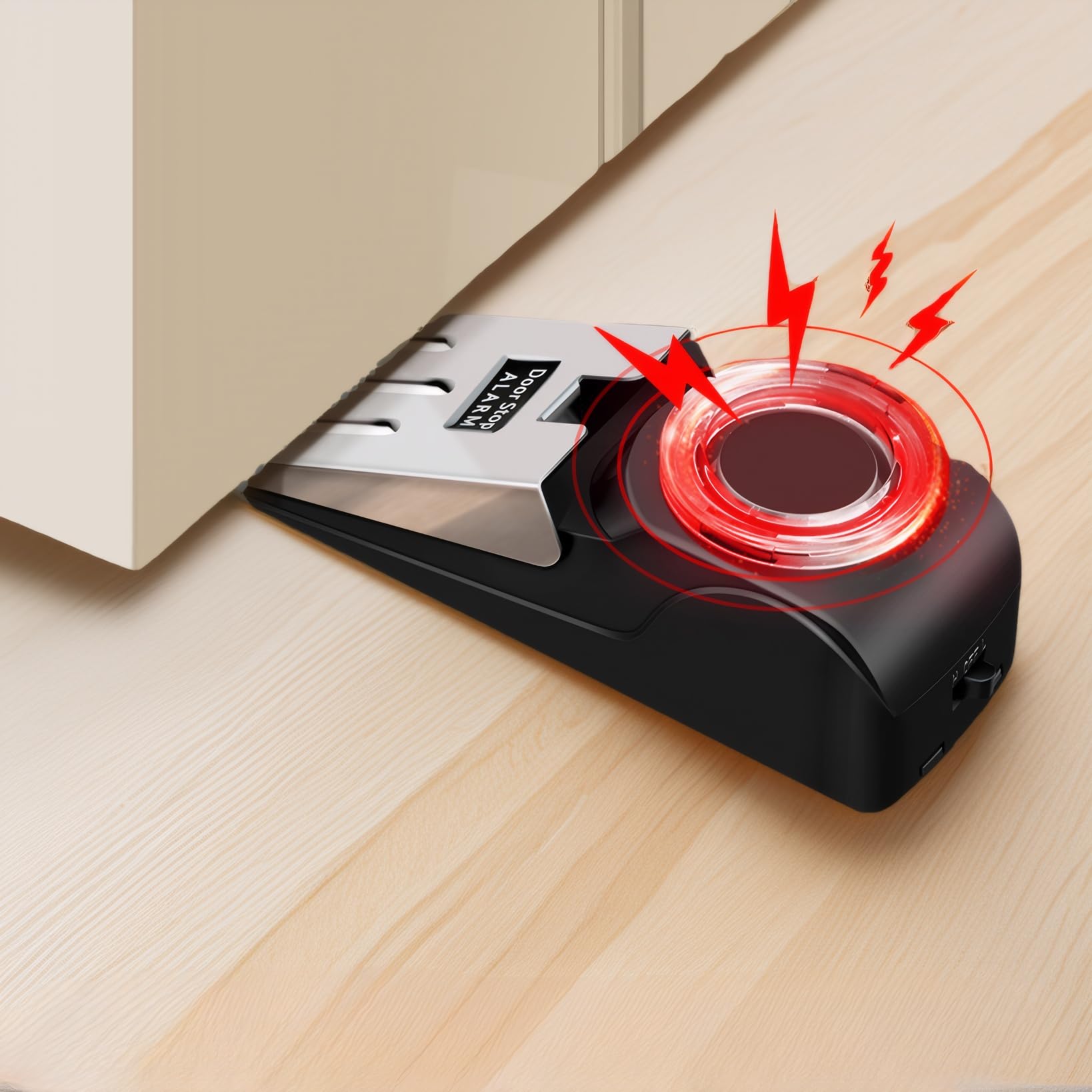 Mensghen Puerta Alarma Sirena 120 dB 4 paquetes Tope Puerta Cuña seguridad Tope Puerta Alerta Antirrobo Alerta Sonora Dispositivos Seguridad viajar Hotel Dormitorio Batería incluida
