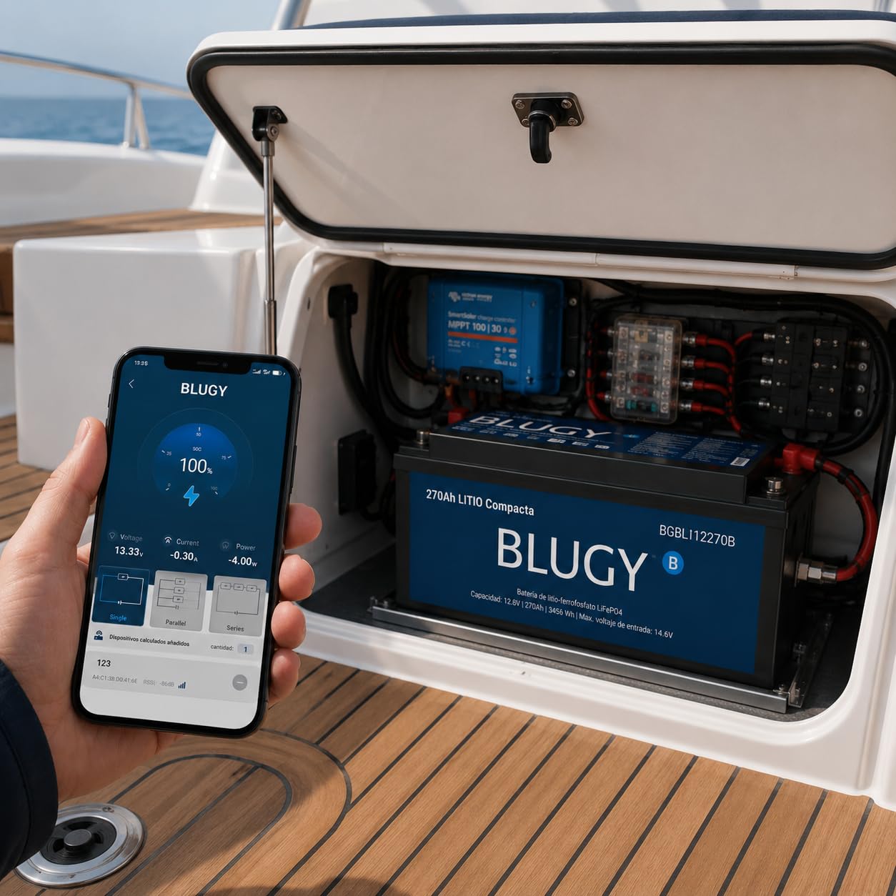 Batería de Litio LiFePO4 12V 270Ah para Autocaravana, Camper, Caravana, Barco y Vehículos Recreativos, Larga Duración +4000 Ciclos, Ligera y de Alto Rendimiento, con BMS