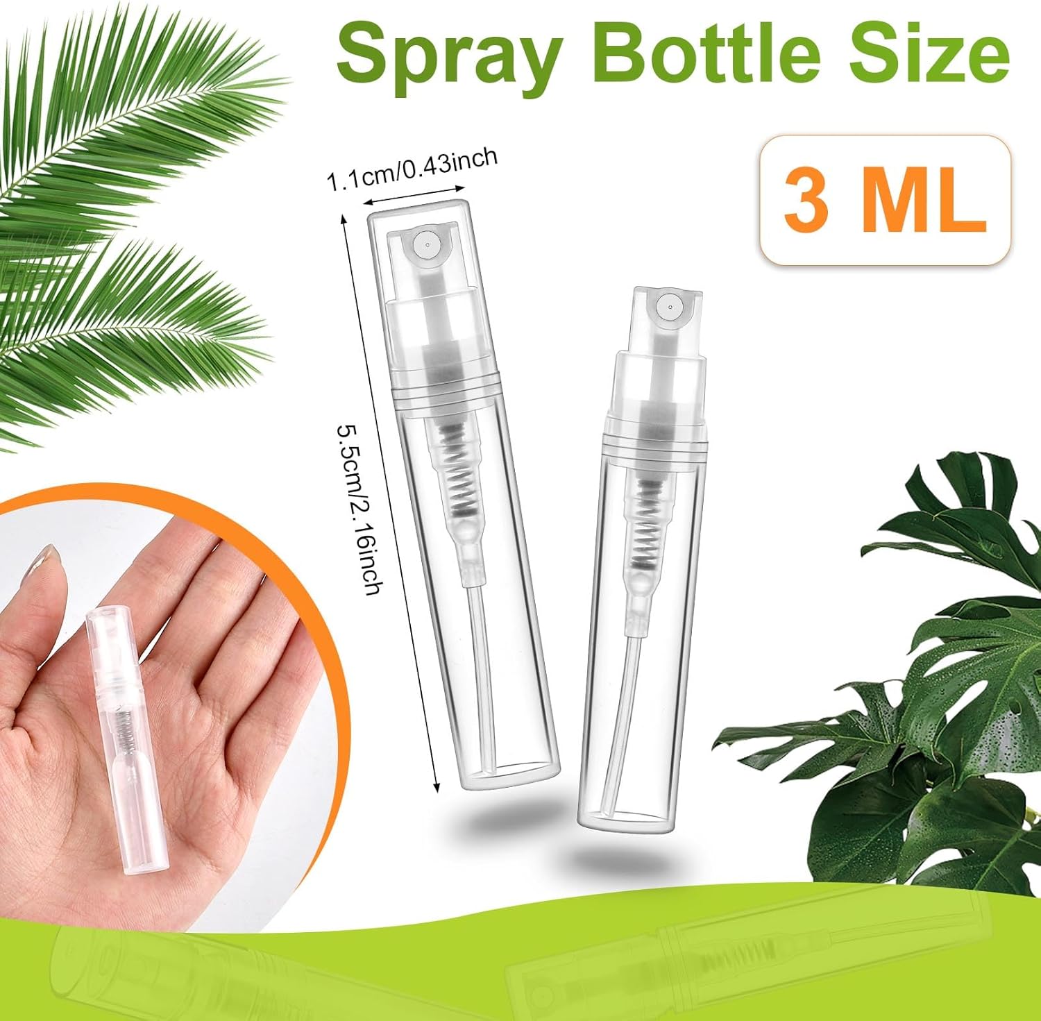 200Pcs 3ml Mini Spray Bottle,Clear Plastic Spray Bottles,Refillable Perfume Atomizer,Fine Mist Perfume Spray Bottle,Empty Portable Sample Containers for Cleaning Travel Essential Oil