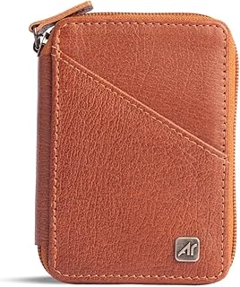 Ar Guard Smart Card Holder Wallet for Men – Genuine Leather RFID Blocking Wallet with Pop-Up Aluminum Card Case, 8 Card Slots, Slim Minimalist Cash Wallet (Havan)