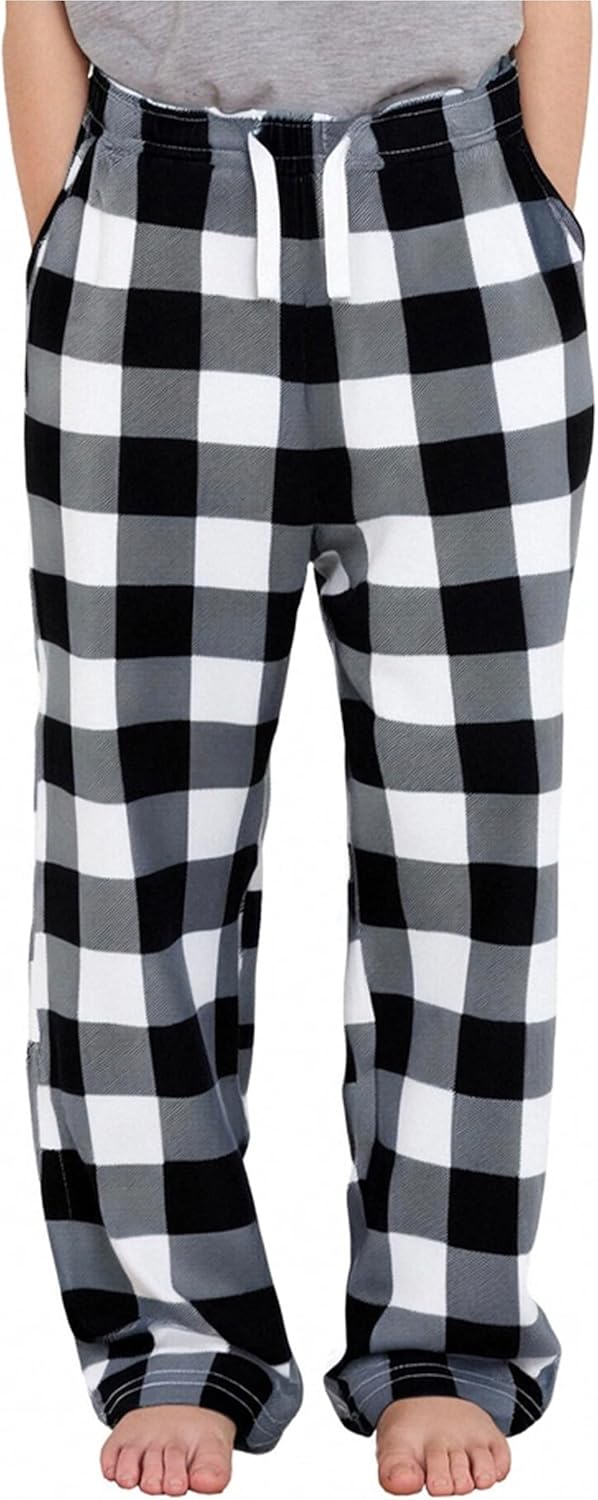PATPAT Unisex Kids Plaid Pajama Pants – Soft Lounge Sleep Bottoms with Elastic Waist and Pockets, Ages 5–14 Years