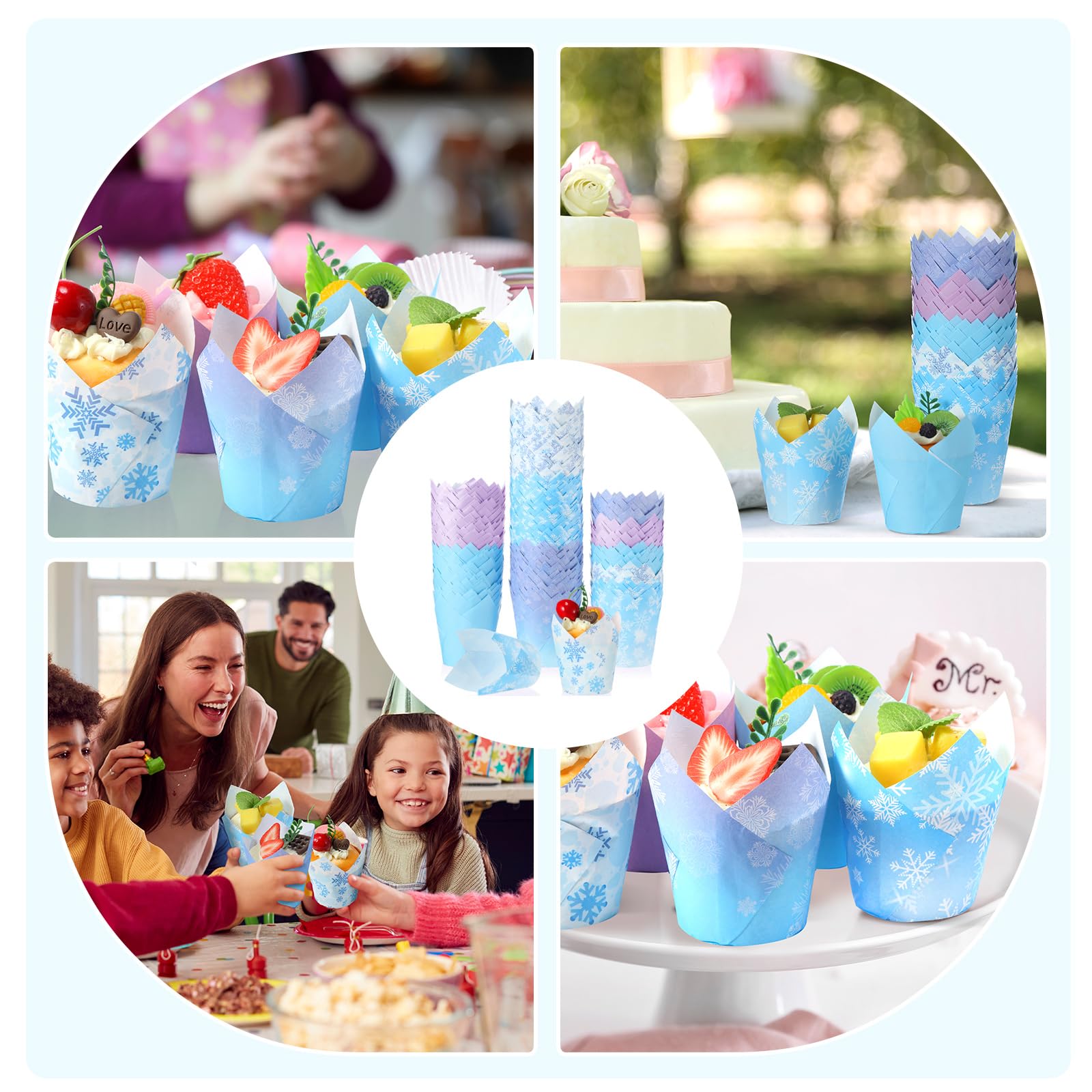 Havawish Cupcake-Einlagen mit Schneeflocken, Tulpen, für Geburtstagsparty, Muffin, Cupcake, Backen, fettdicht, für Hochzeit, Geburtstag, Party, 500 Stück