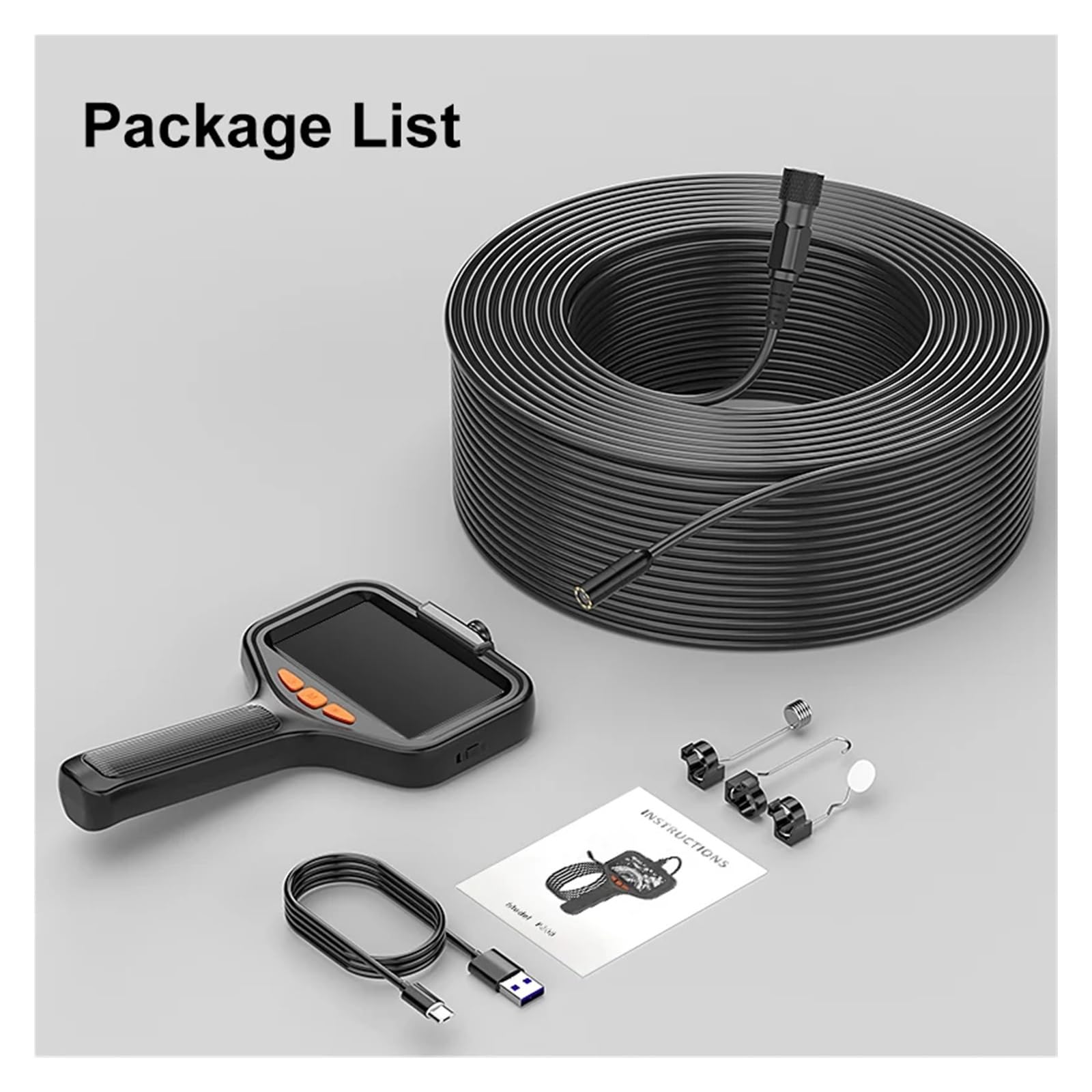 Telecamera for endoscopio portatile, cavo rigido con schermo da 4,3 pollici HD1080P 8MM/5,5MM del tubo con lente laterale anteriore Alta risoluzione(8MM Front Camera,15m)