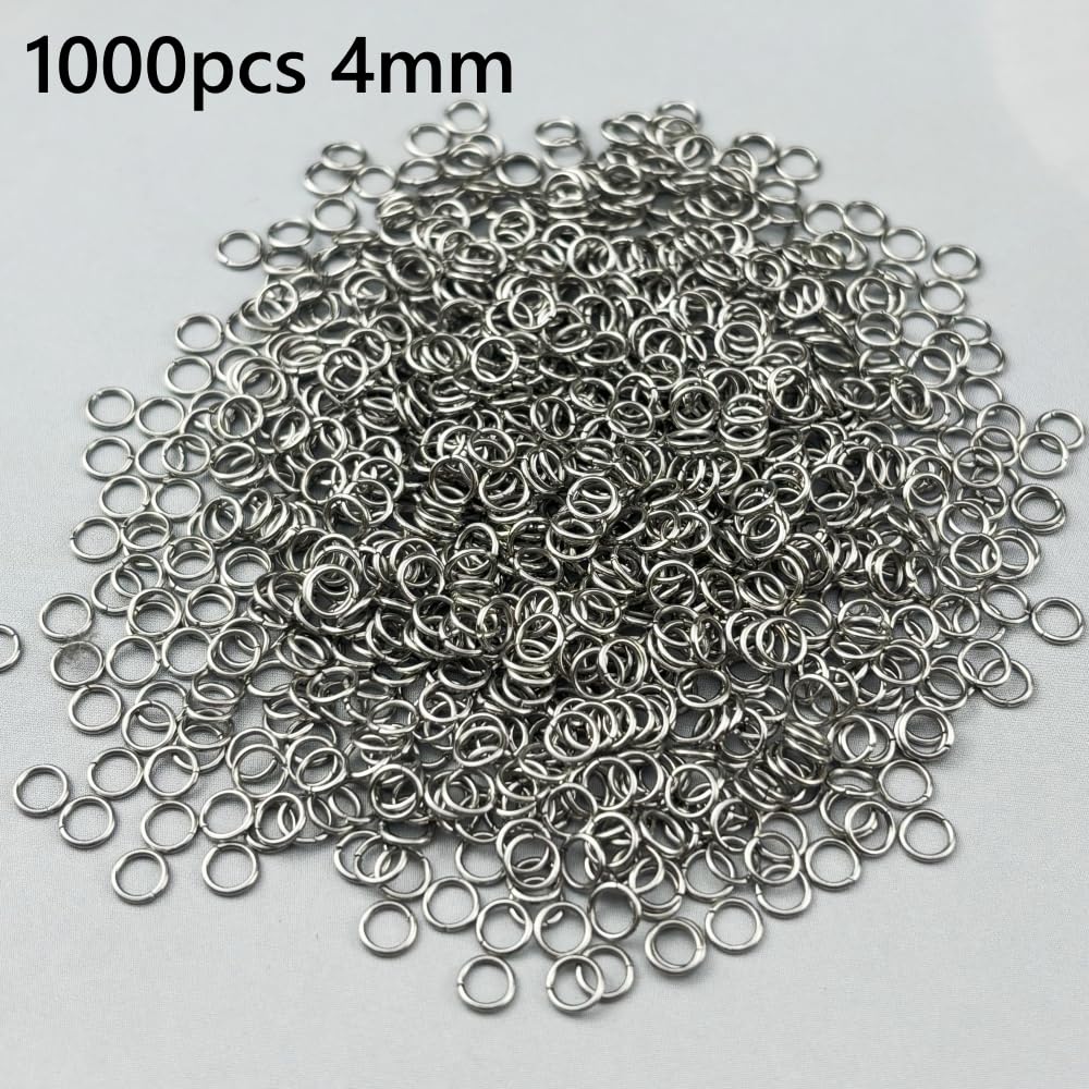 1000pcs 4mm Stainless Steel Jump Rings Connector Rings for DIY Craft Jewelry Making Necklaces Bracelet Earrings Keychains
