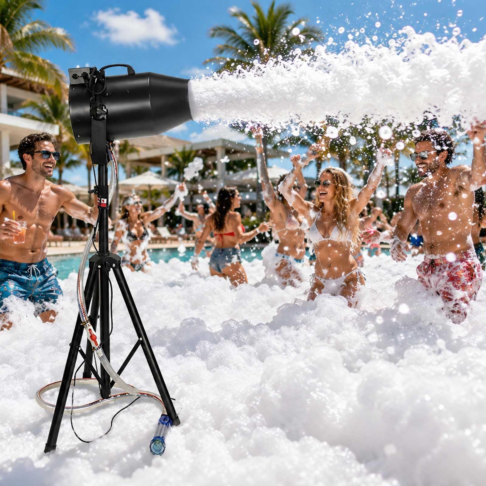 aromaoveite 1000w Foam Machine Party Jet, High Power Foam Party Machine With Adjustable Tripod, Outdoor Bubble Machine For Parties, Stage Effect Foam Blower For Pool, Birthday, Wedding Events Black
