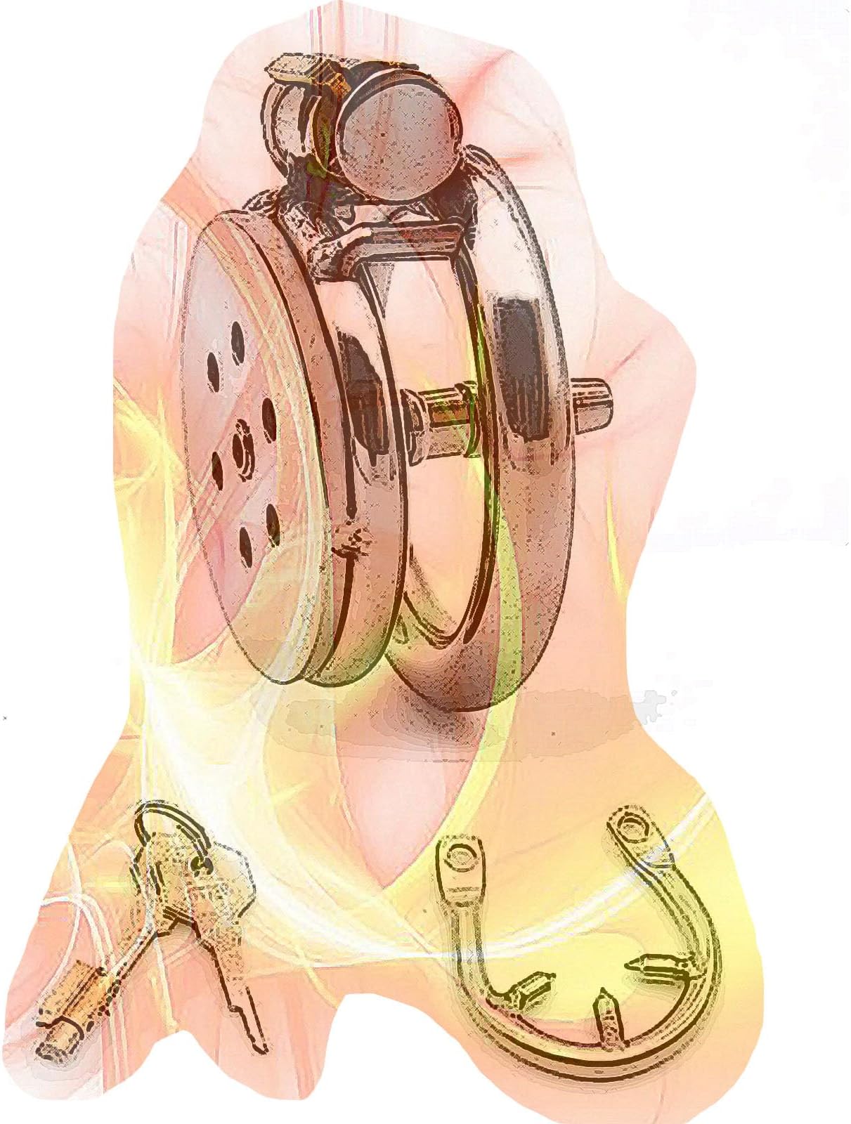 Stainless Steel Flat Cage with Small Rod and Anti-Off Ring, Special Flat Device for Men Cross-Dressing - USHA09a (Metal Rod, 45mm Ring)