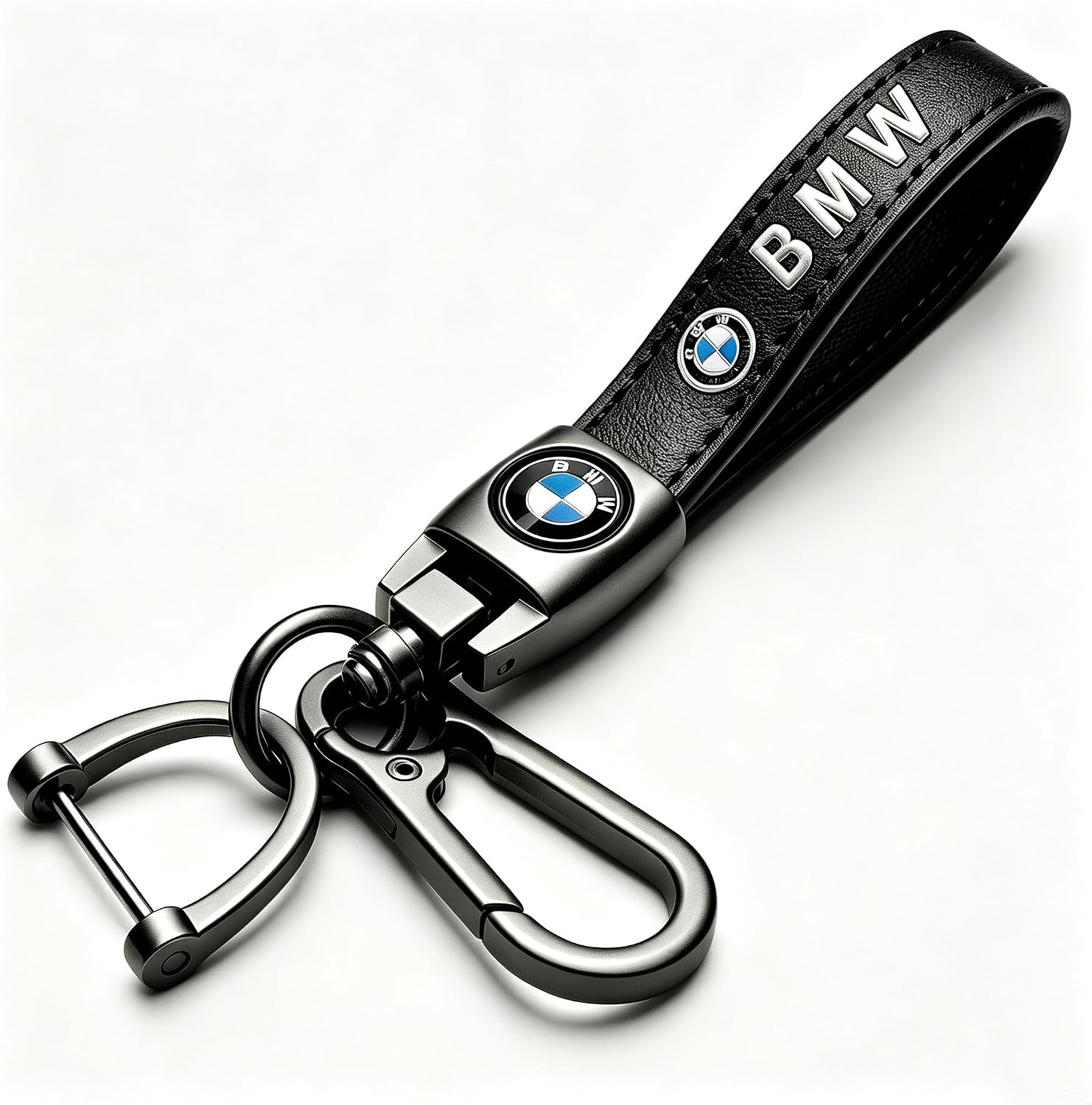 Genuine Leather Car Keychain, Zinc Alloy Buckle Key Fob Lanyard Car Keyring for Men Women Car Decor Gift