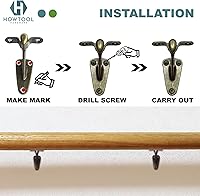 Vista 7 de Soporte de pasamanos resistente de latón antiguo, paquete de 3 HOWTOOL