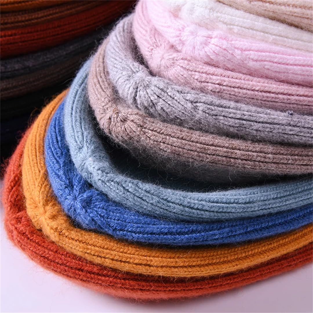 Gorros Unisex De Mezcla De Cachemira, Gorros Tejidos De Lana, Gorros Cálidos De Invierno Para Mujer, Capó