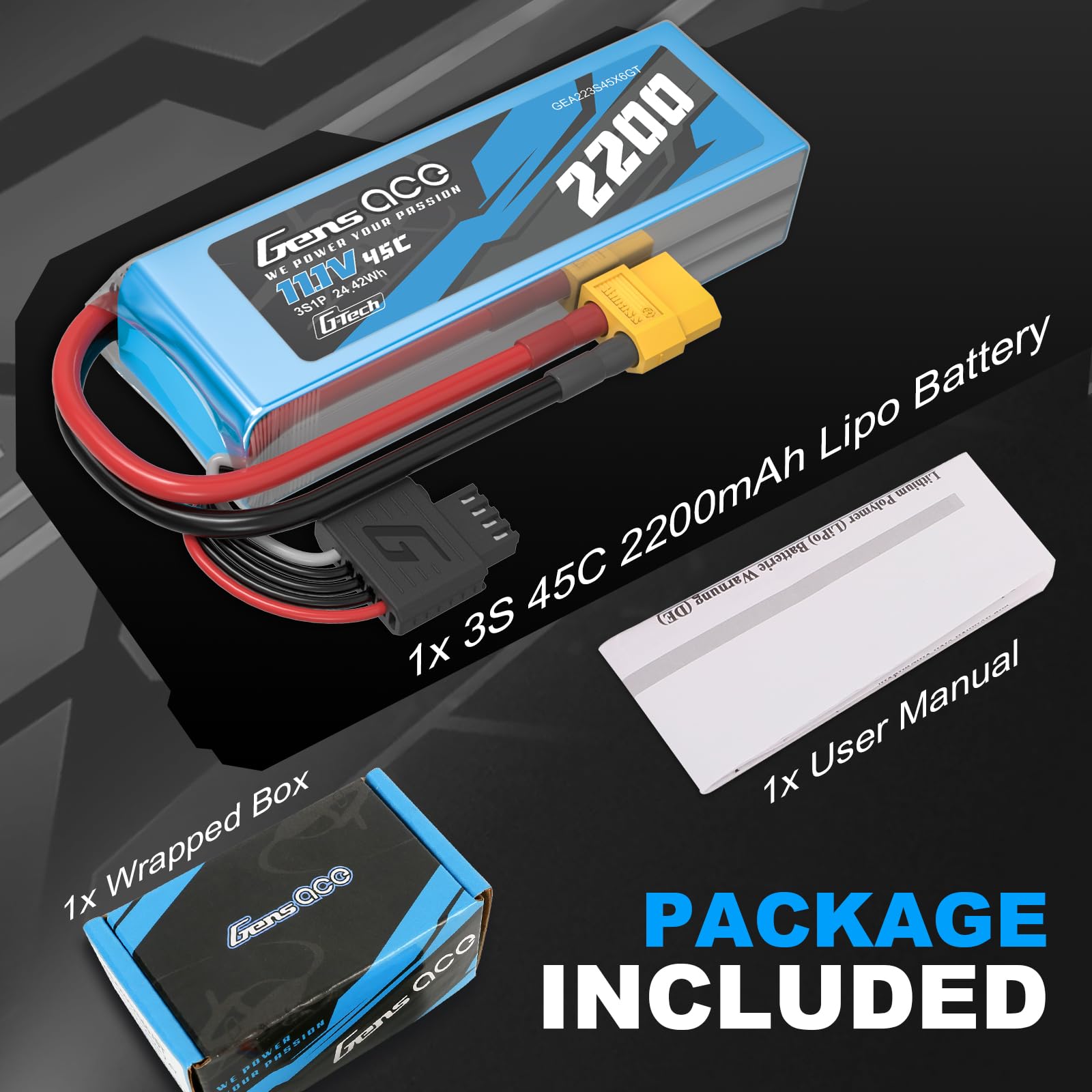 Gens ace 3S LiPo Akumulator 11,1 V 2200 mAh 45C XT60 RC Bateria Softpack
