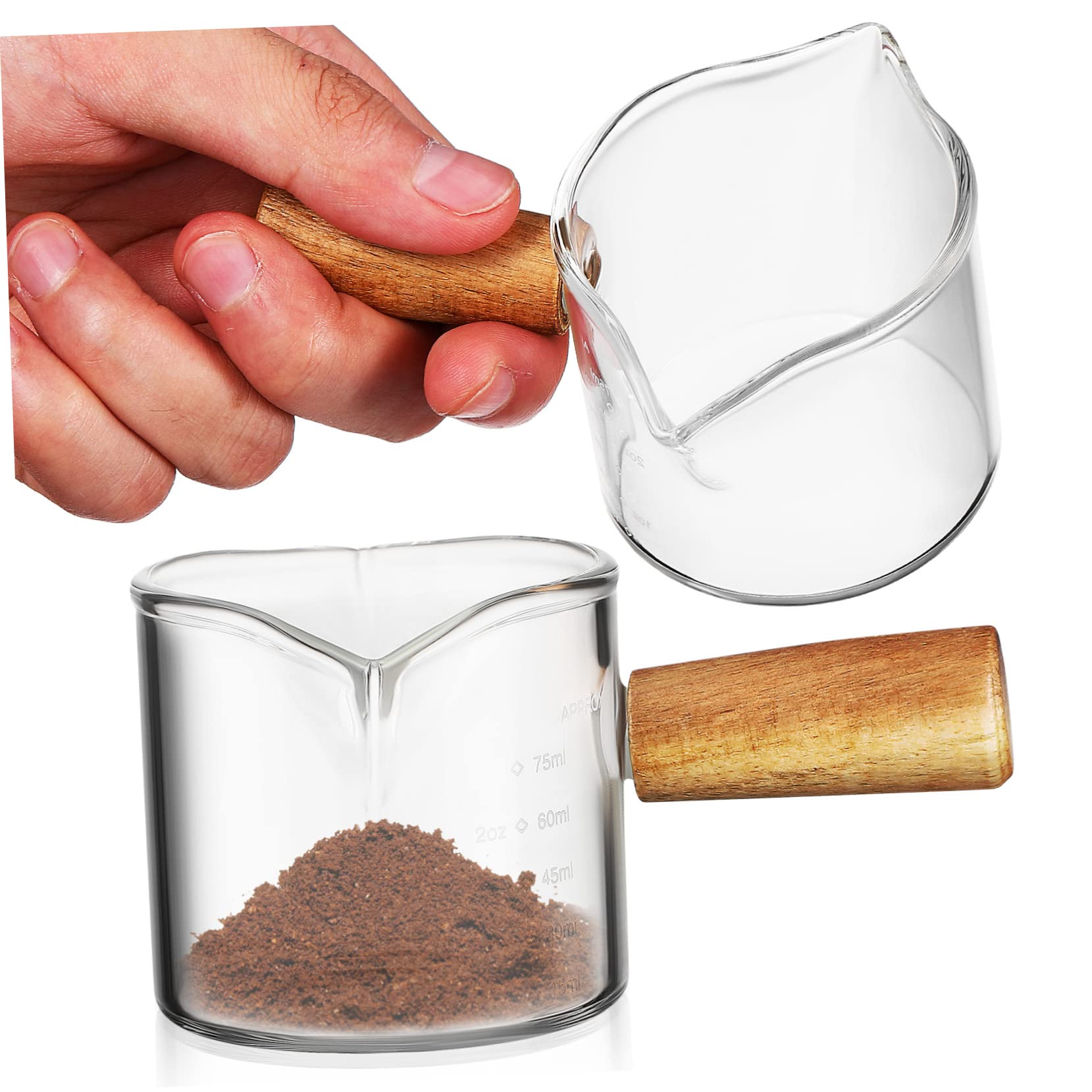 Cabilock 2Pcs Glass Syrup Pitcher Latte Art Coffee Shot Glass with Scale for Espresso and Syrup Pouring for Home and Cafe Use